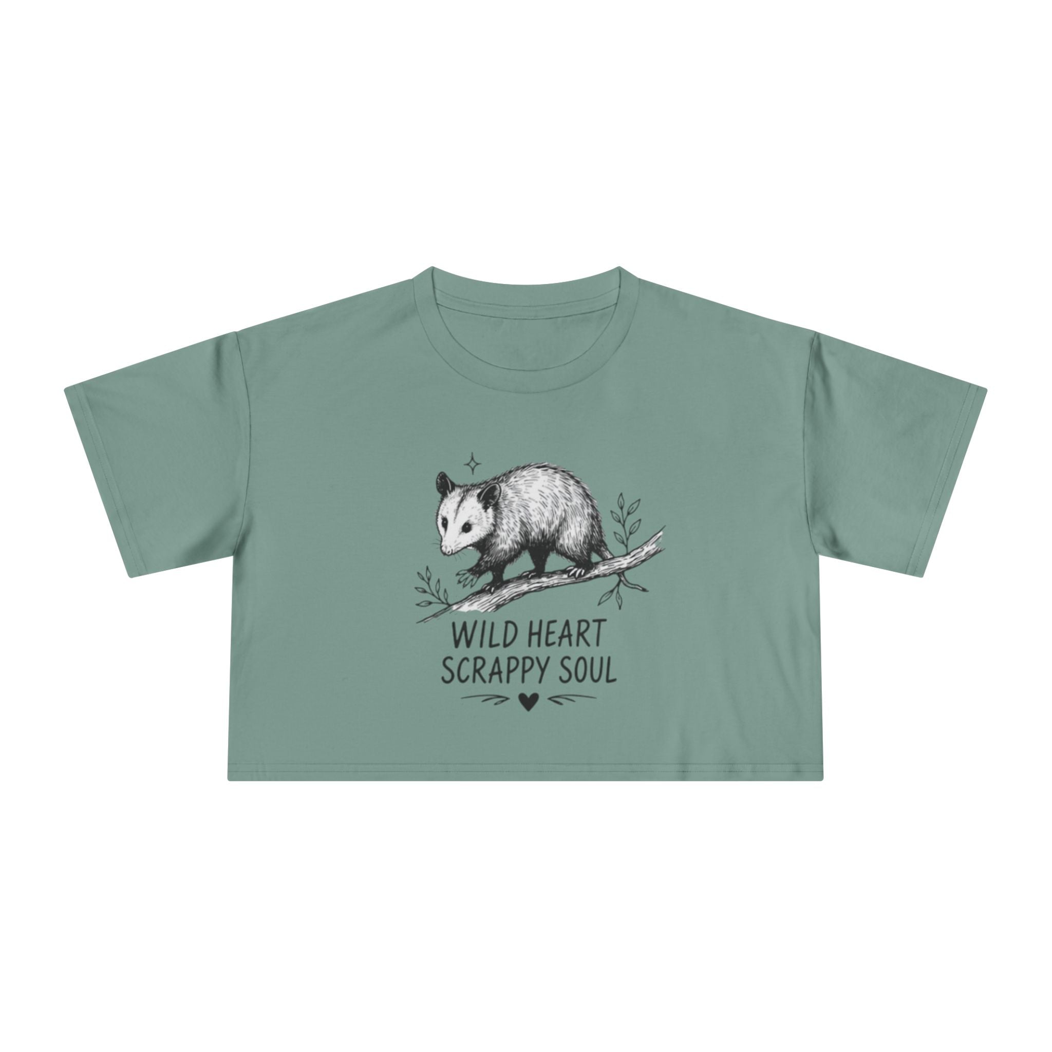 Crop Tee | Wild Heart Scrappy Soul Opossum Graphic Womens Cropped T-Shirt