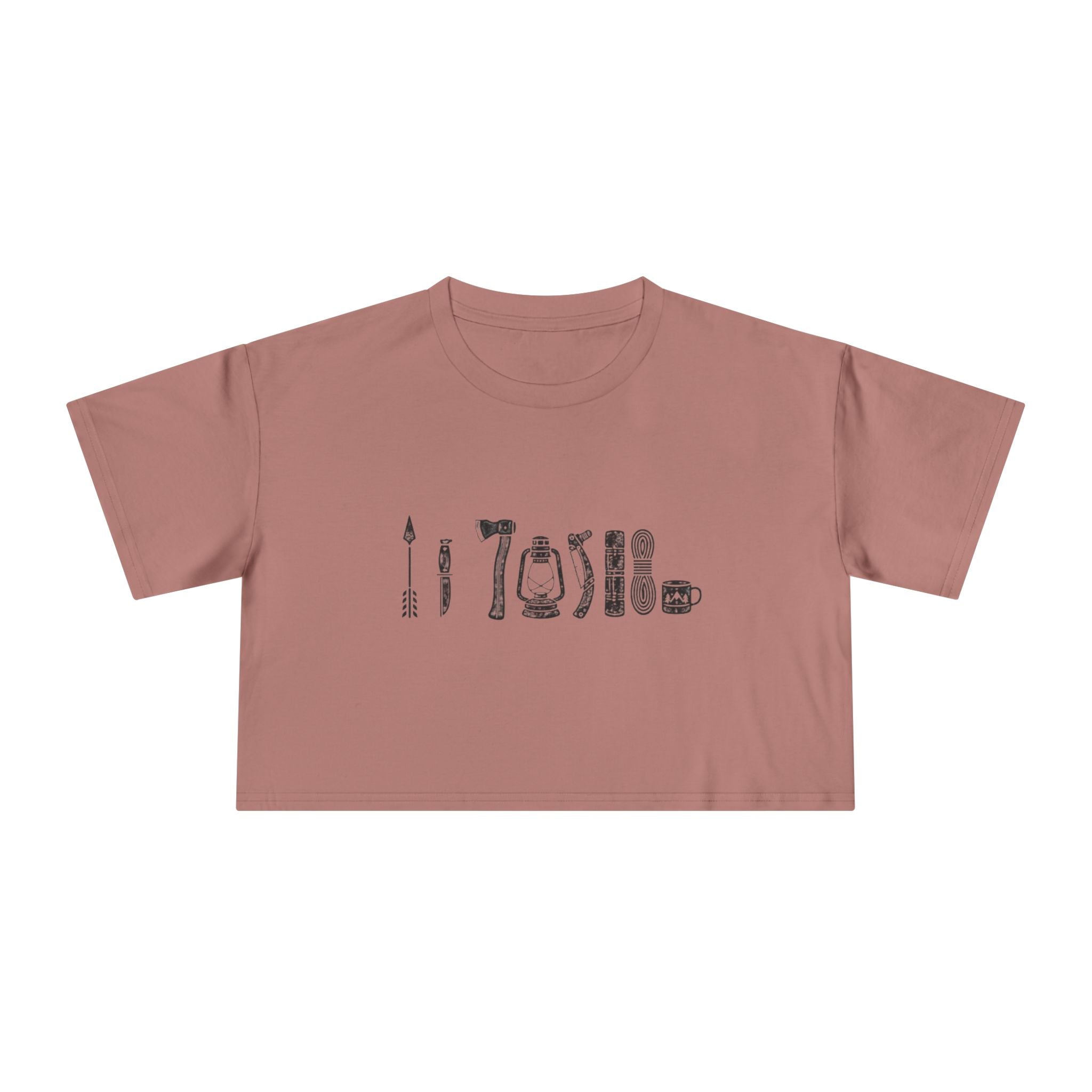 Crop Tee | Minimalist Vintage Camping Gear Illustration