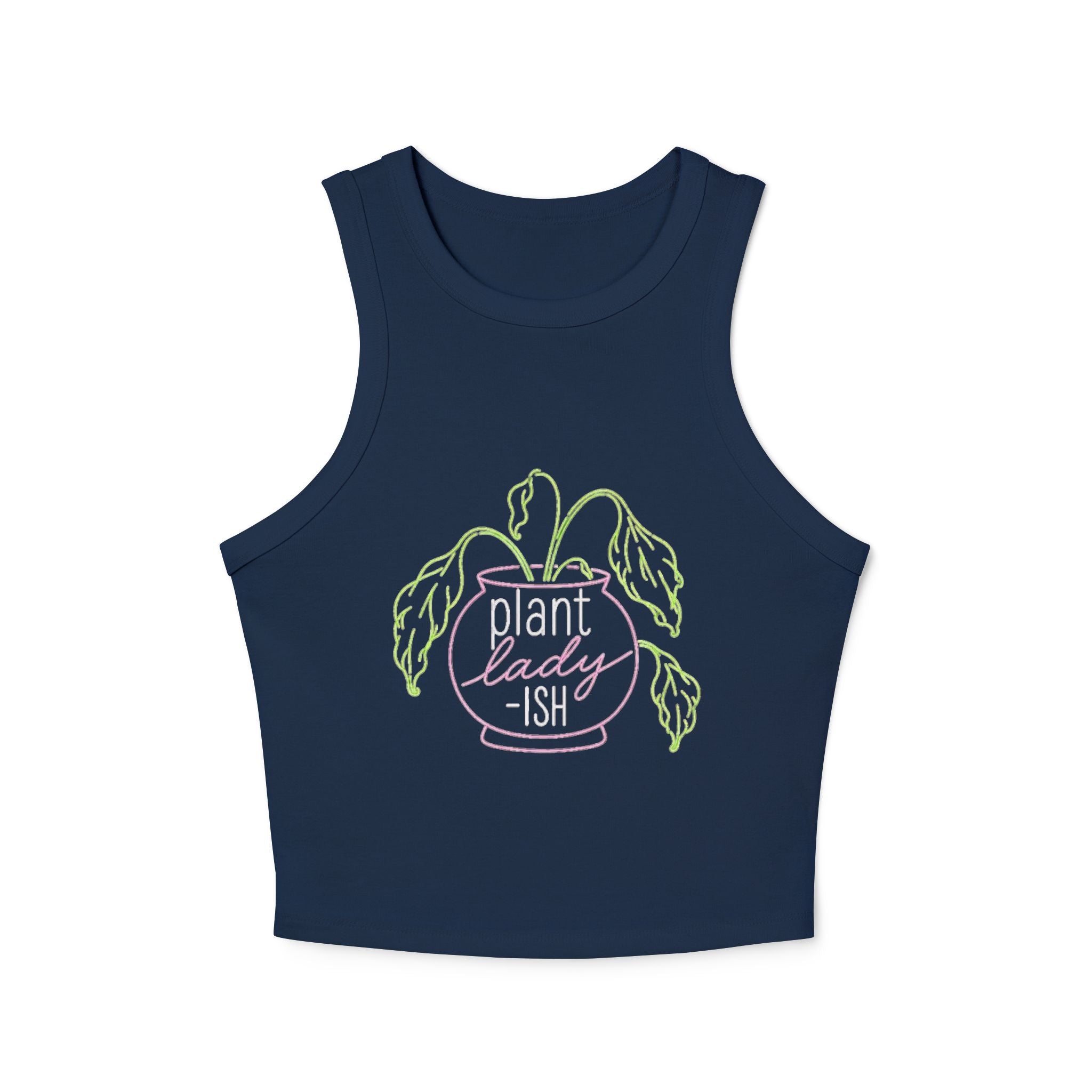 Plant Lady-ish Crop Tank Top | Cute Gardening Graphic Racerback for Women