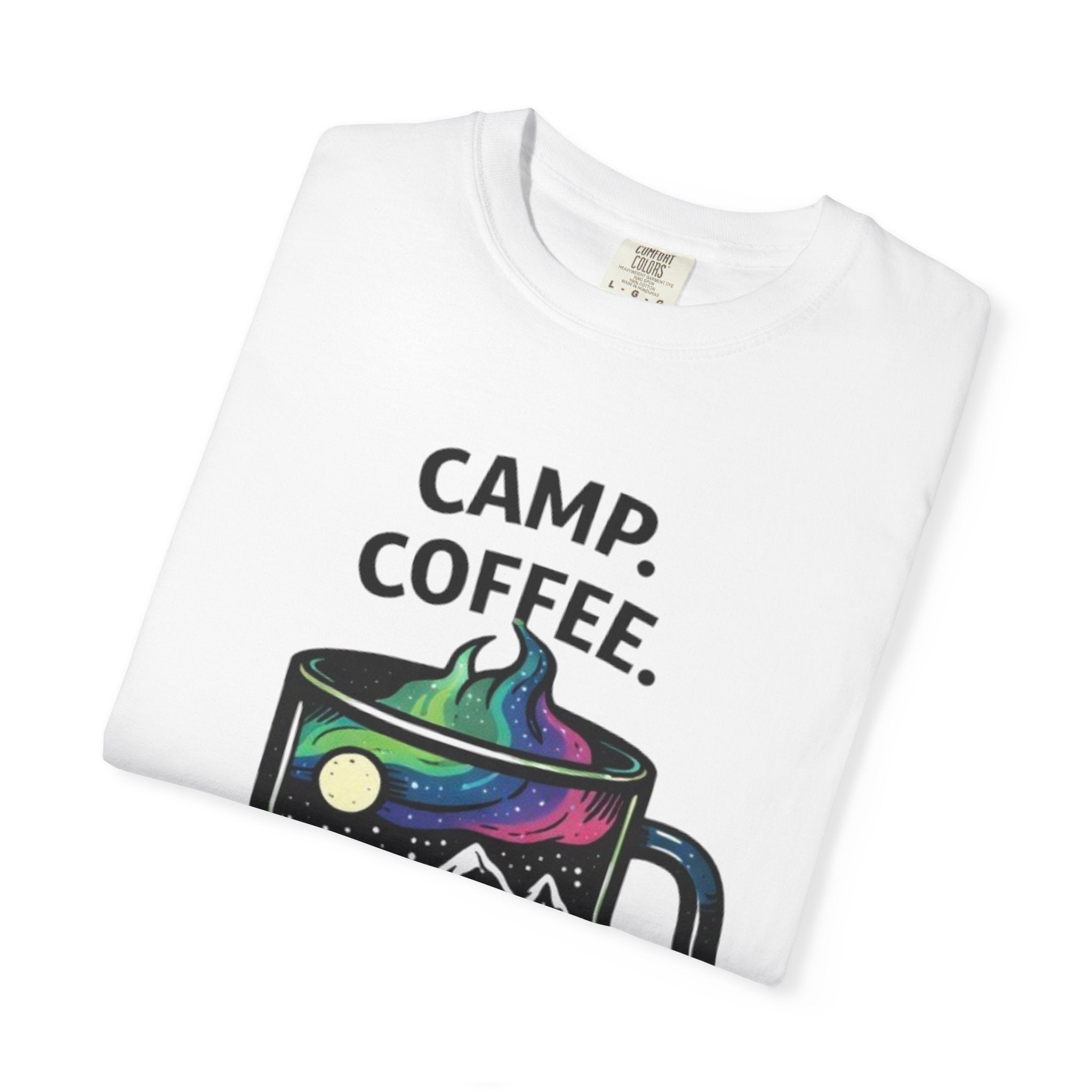 Camp Coffee Repeat T-Shirt | Camping Mug Graphic Tee