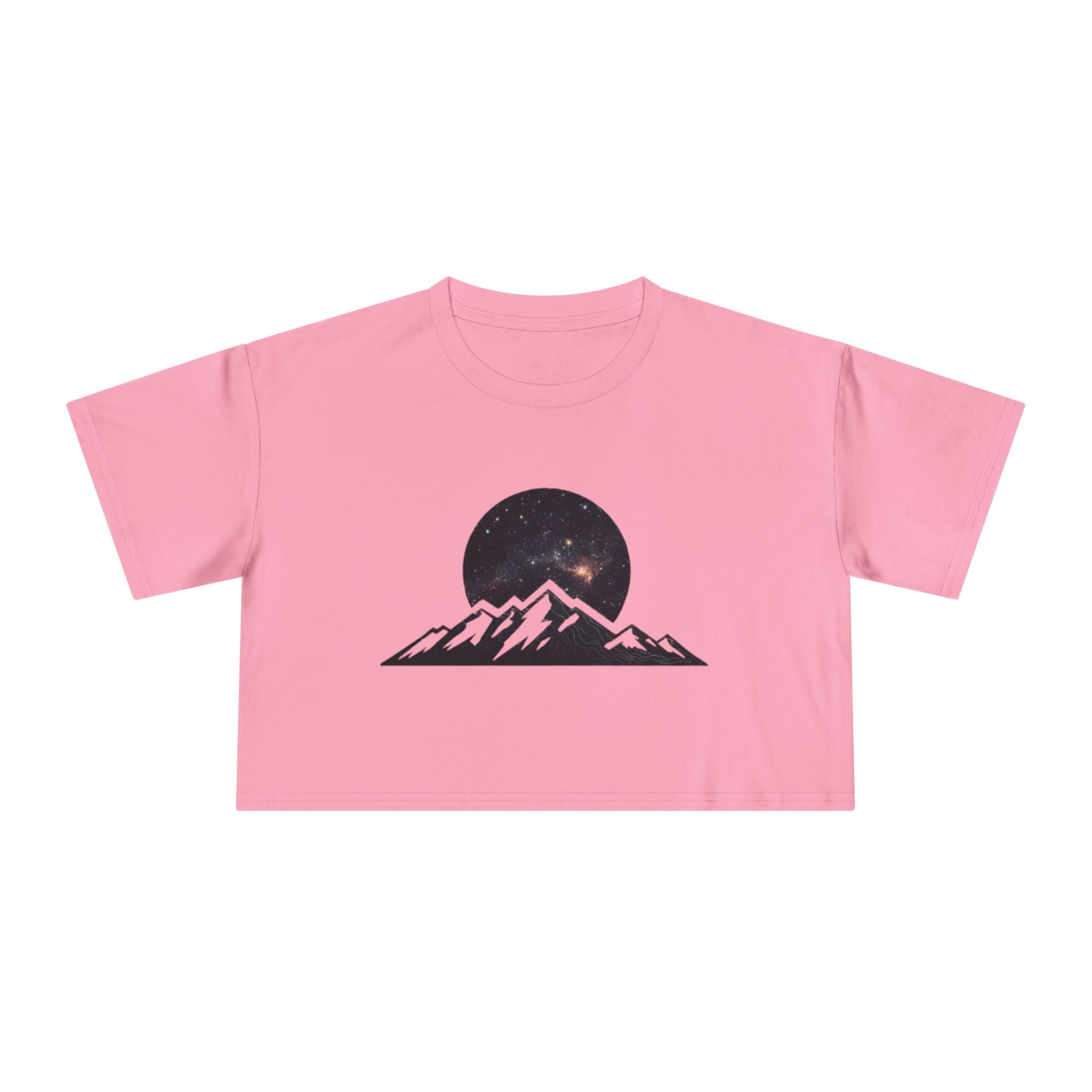 Crop Tee | Night Sky Mountain Graphic