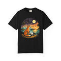 Fox Sunset T-Shirt - Beach Fox Graphic Tee with Skull, Moon & Palm Trees