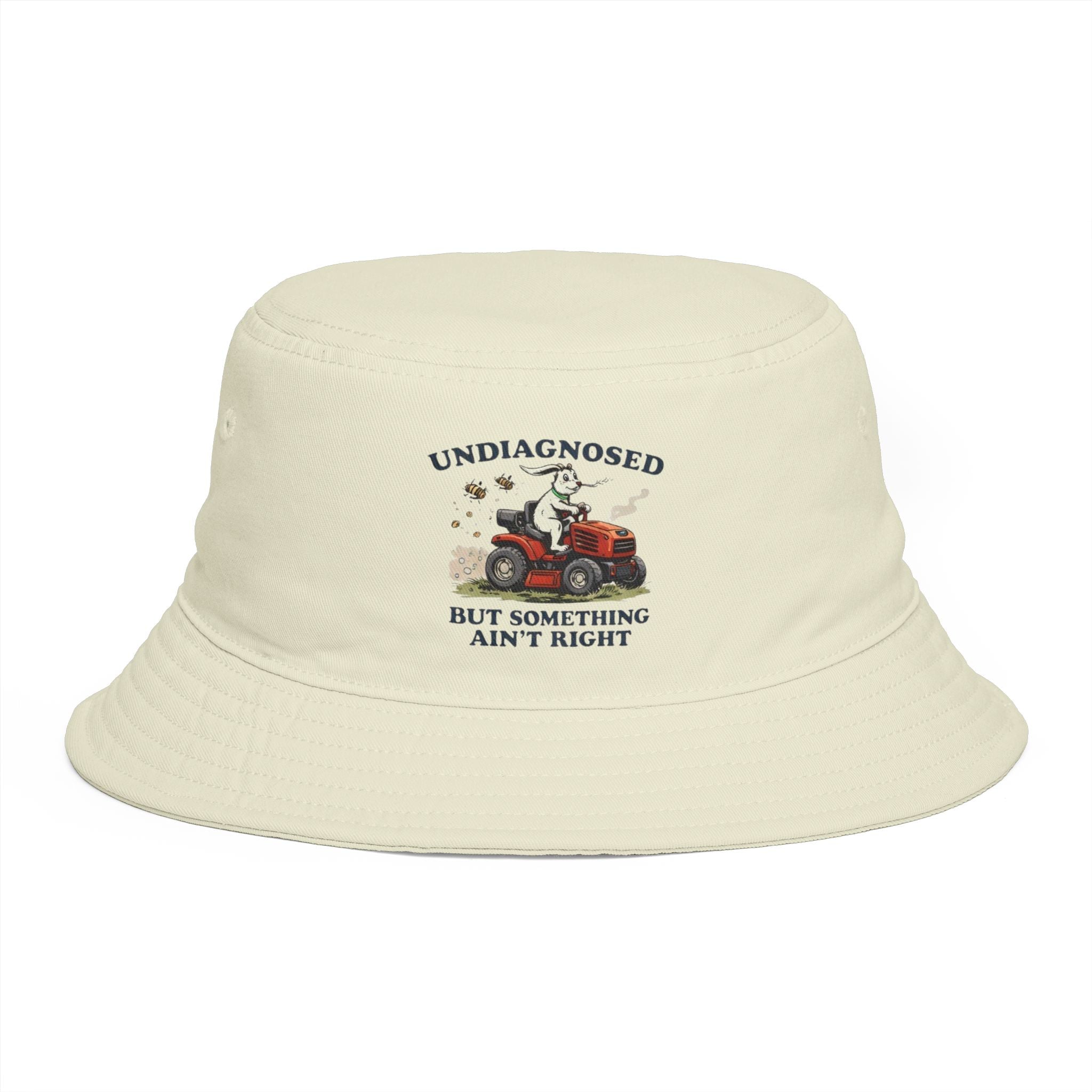 Undiagnosed But Something Aint Right Bucket Hat | Funny Vintage Lawn Mower Design