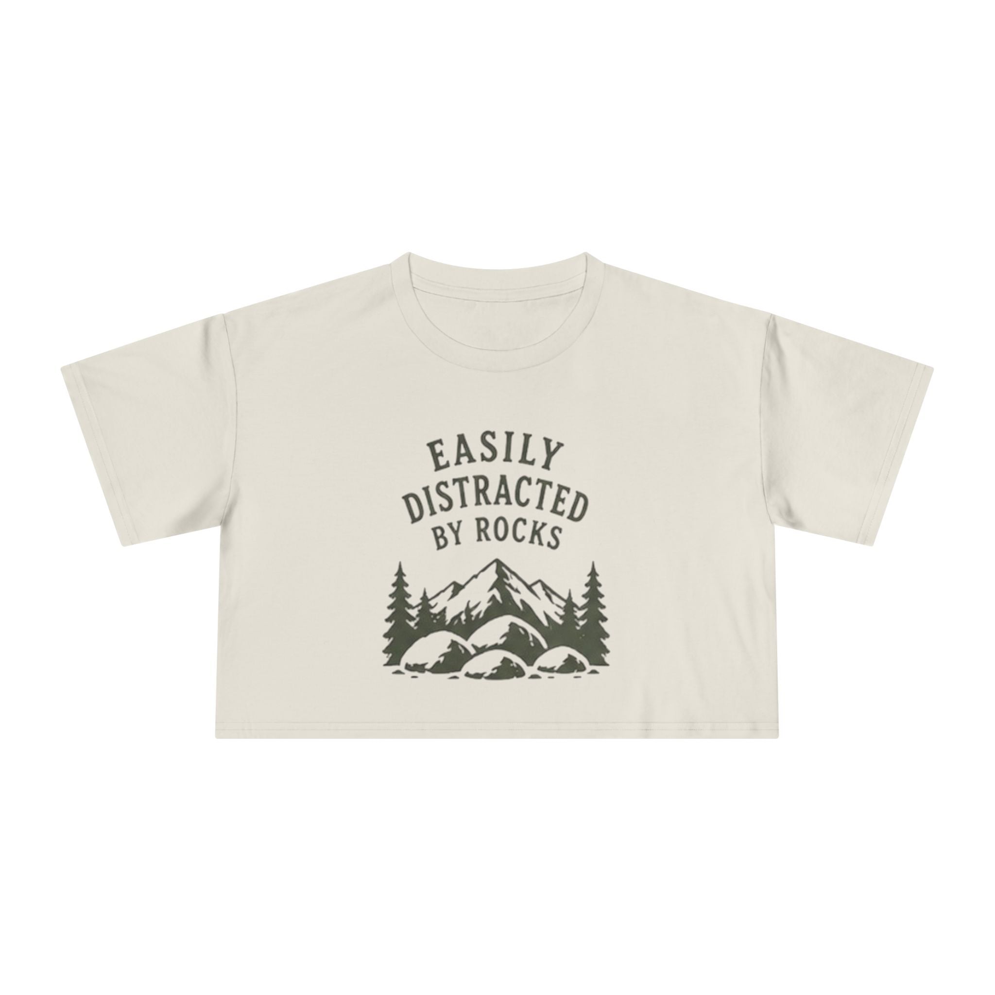 Crop Tee | "Easily Distracted by Rocks" Nature Crop Top for Rock Lovers