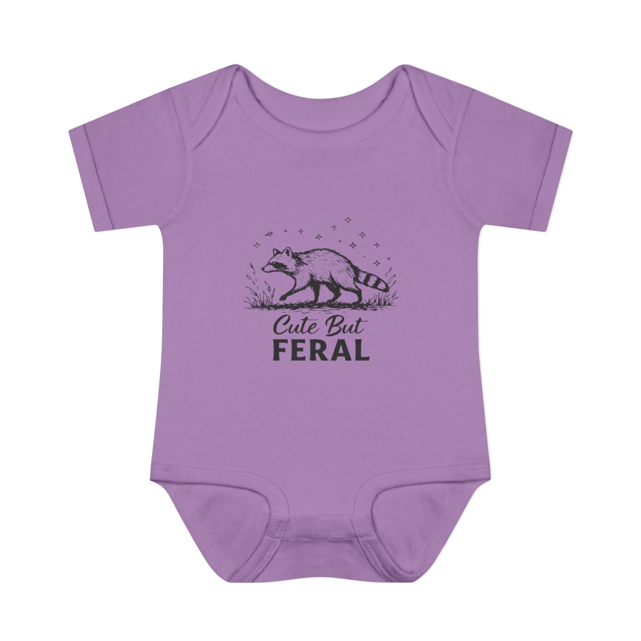 Infant Bodysuit  "Cute But Feral" Raccoon Baby Onesie | Funny Newborn Shower Gift