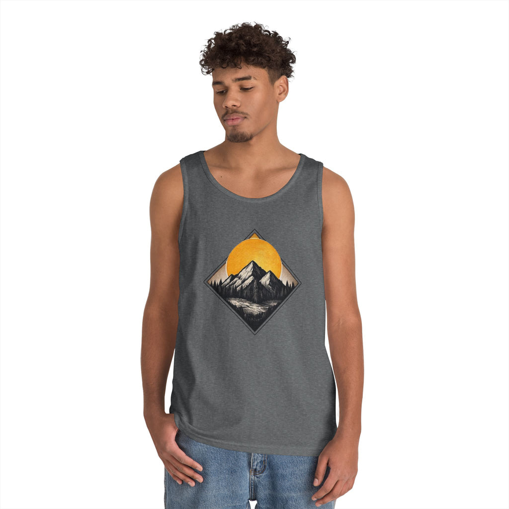 Mountain Explorer Tank Top | Retro Sunset Mountain Graphic