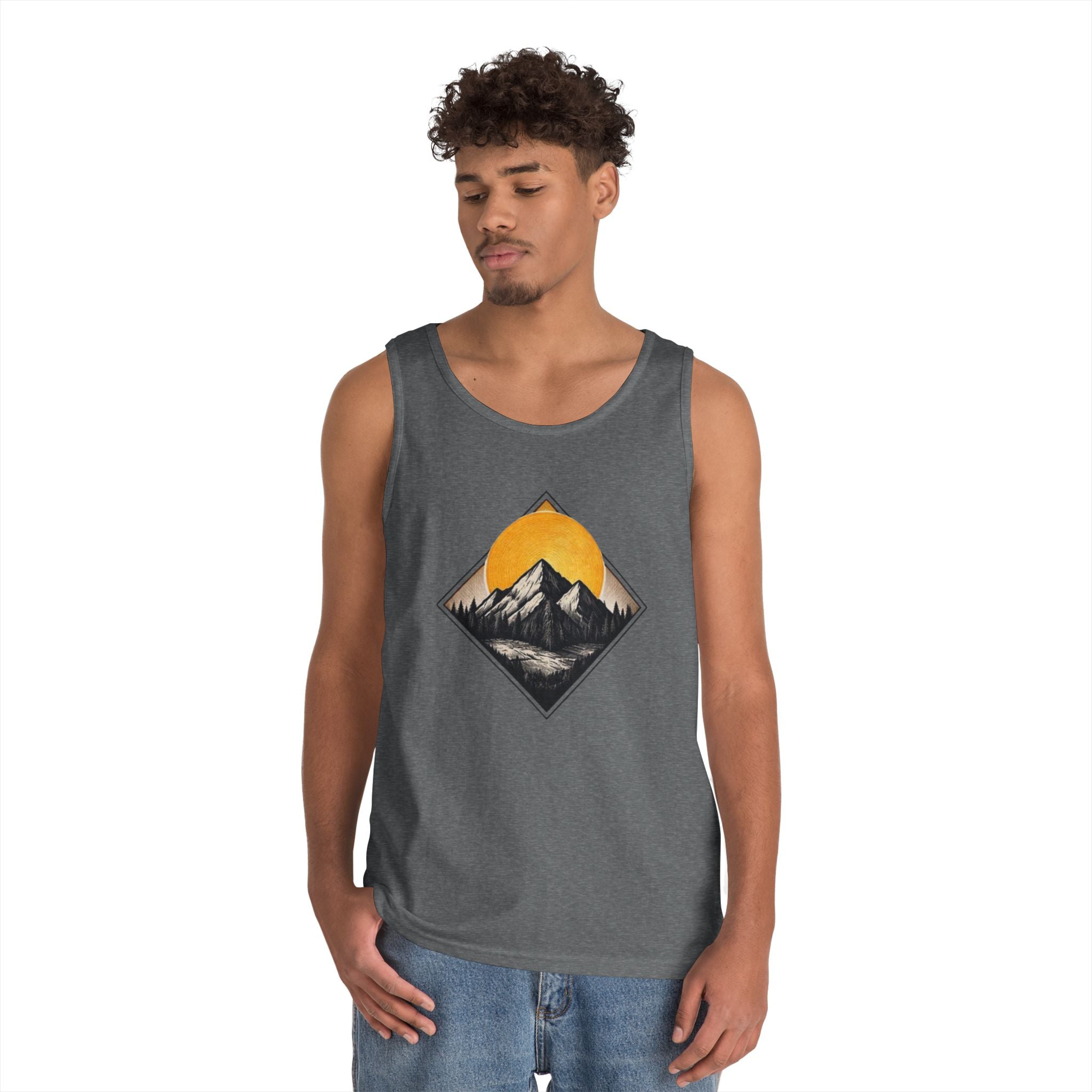 Mountain Explorer Tank Top | Retro Sunset Mountain Graphic