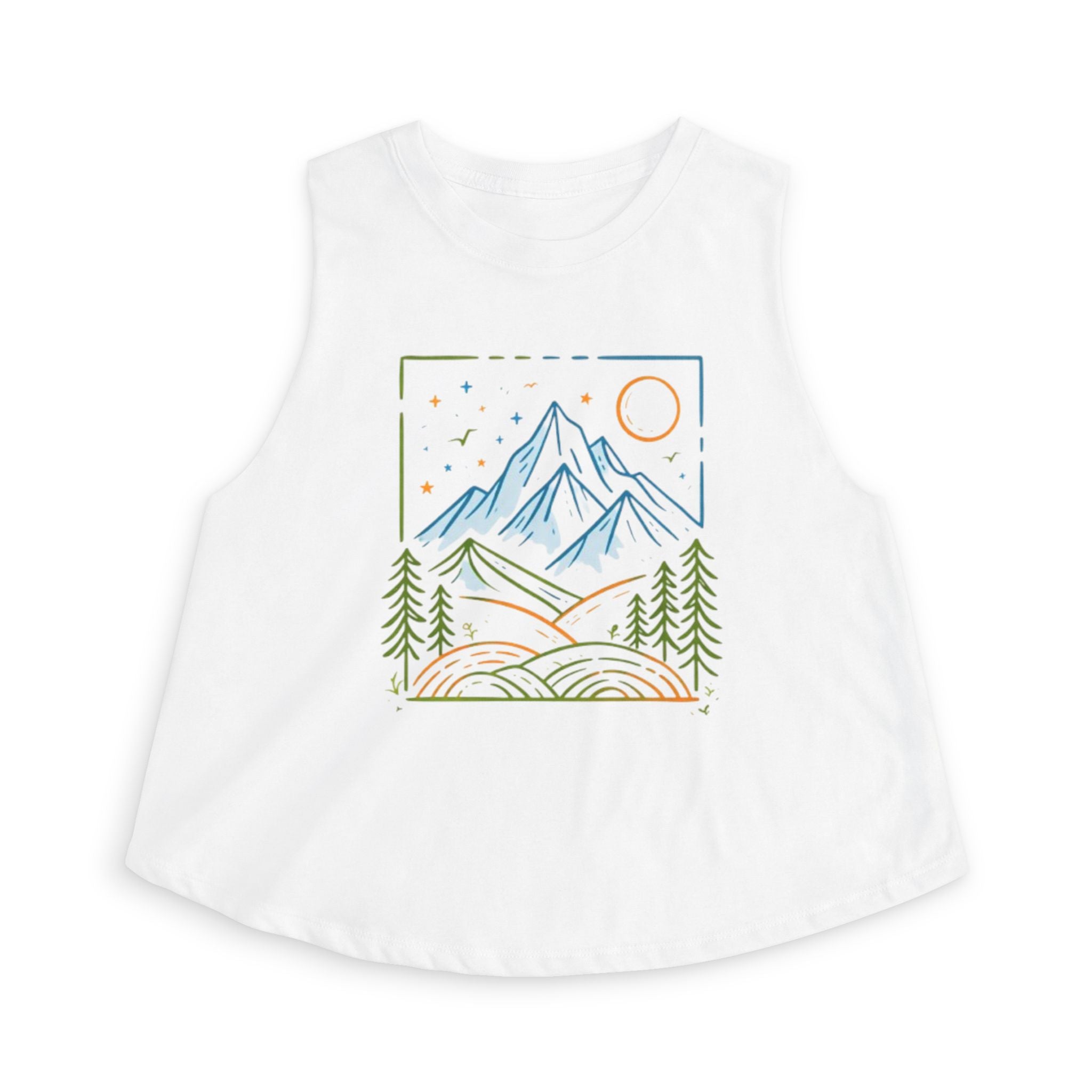 Mountain Escape Crop Top | Minimalist Nature Graphic for Women