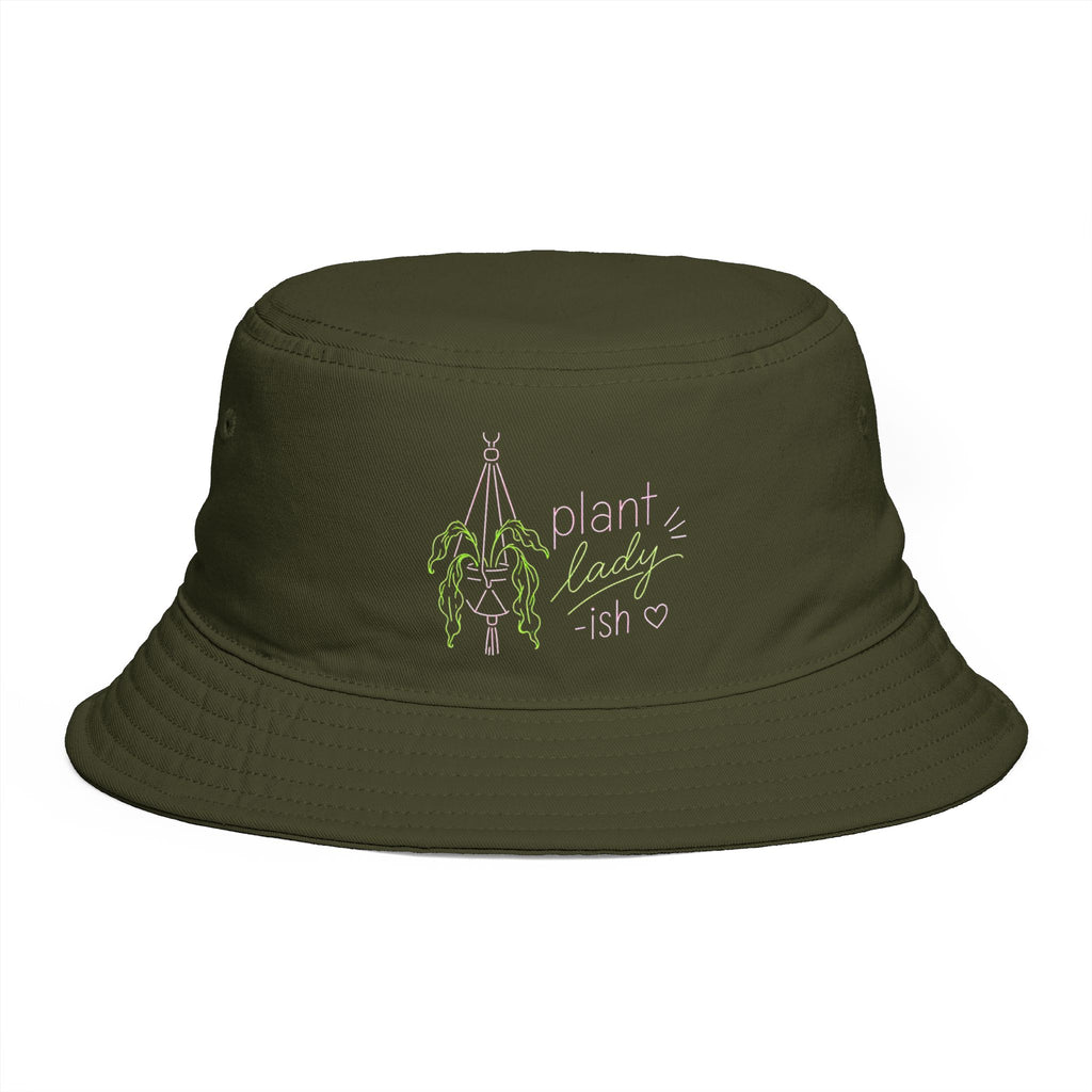 Plant Lady-ish Rust Bucket Hat | Embroidered Macrame Hanger Garden Hat