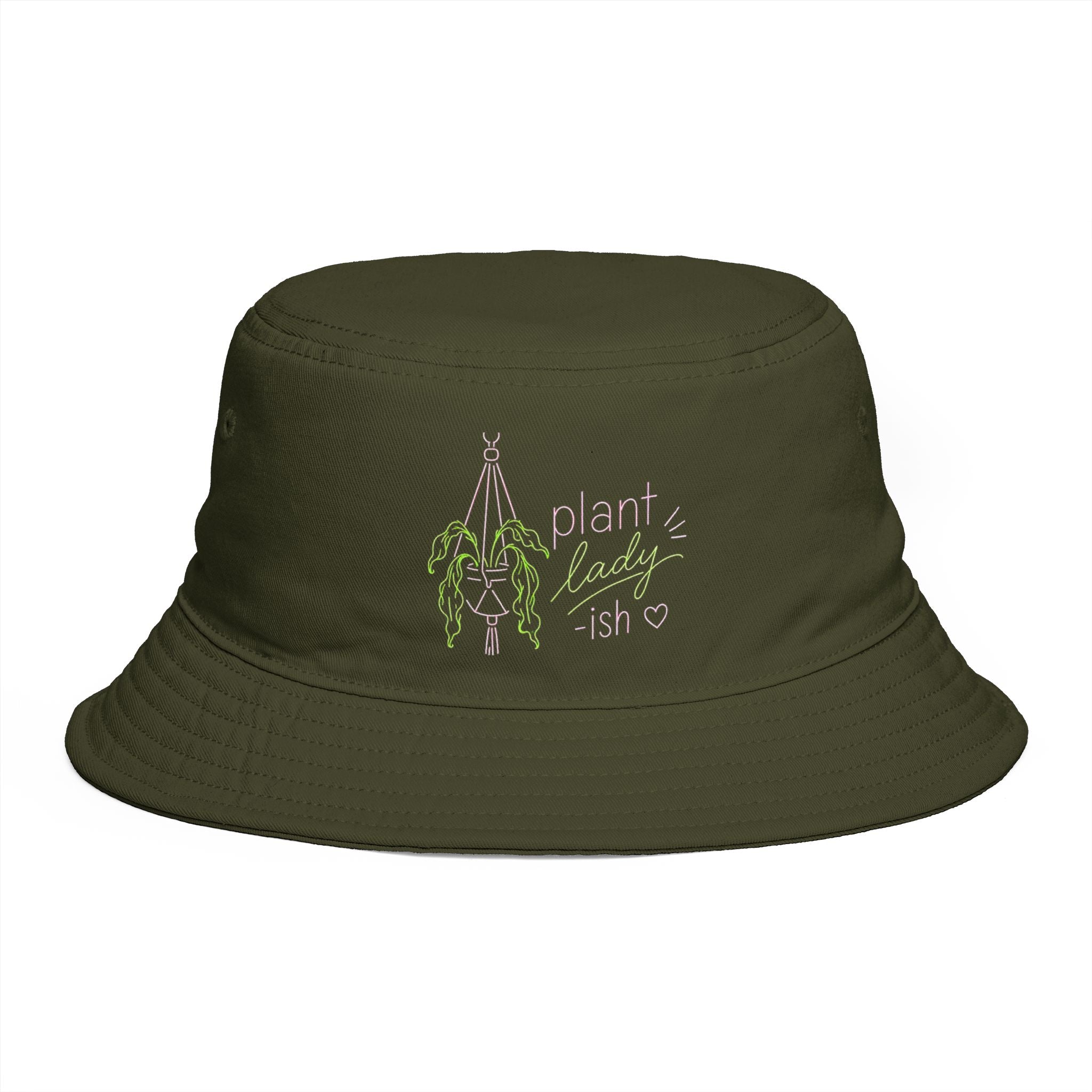 Plant Lady-ish Rust Bucket Hat | Embroidered Macrame Hanger Garden Hat
