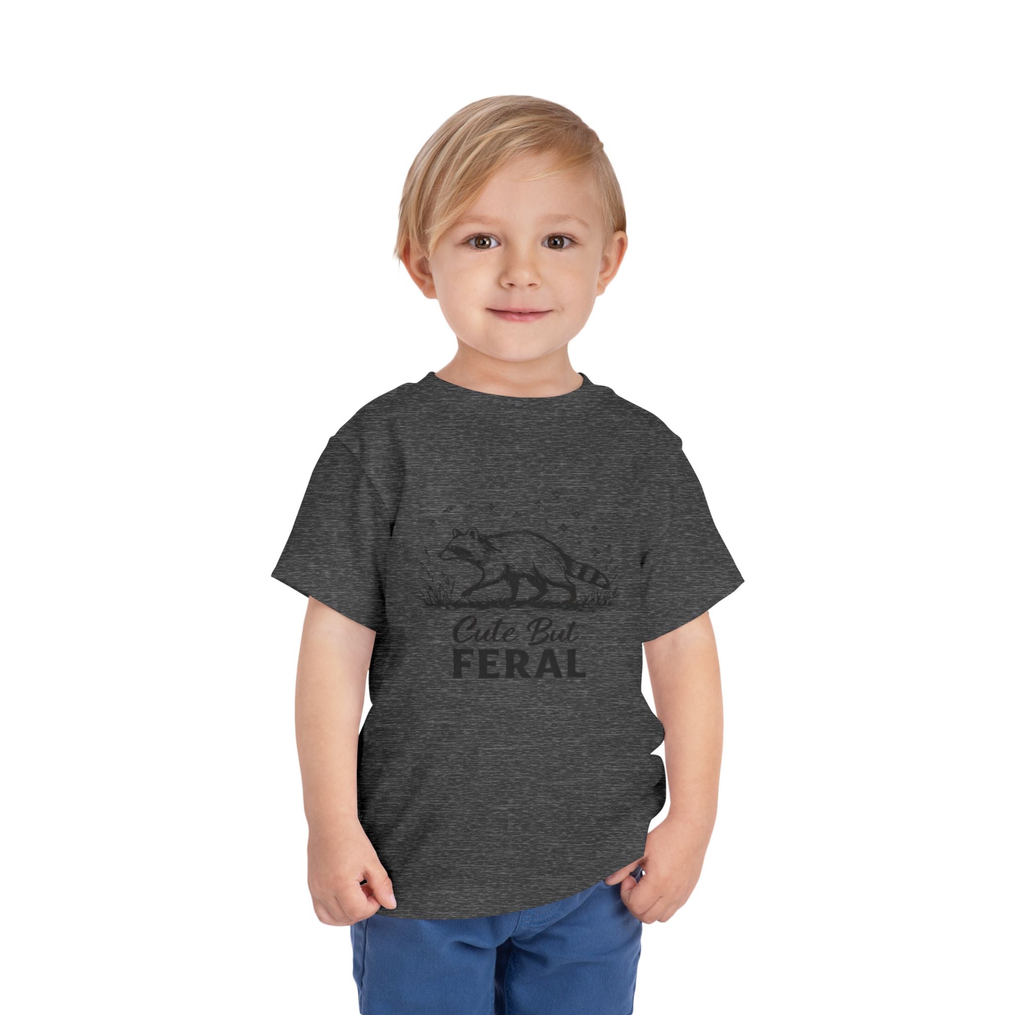 Toddler Tee | "Cute But Feral" Raccoon Graphic