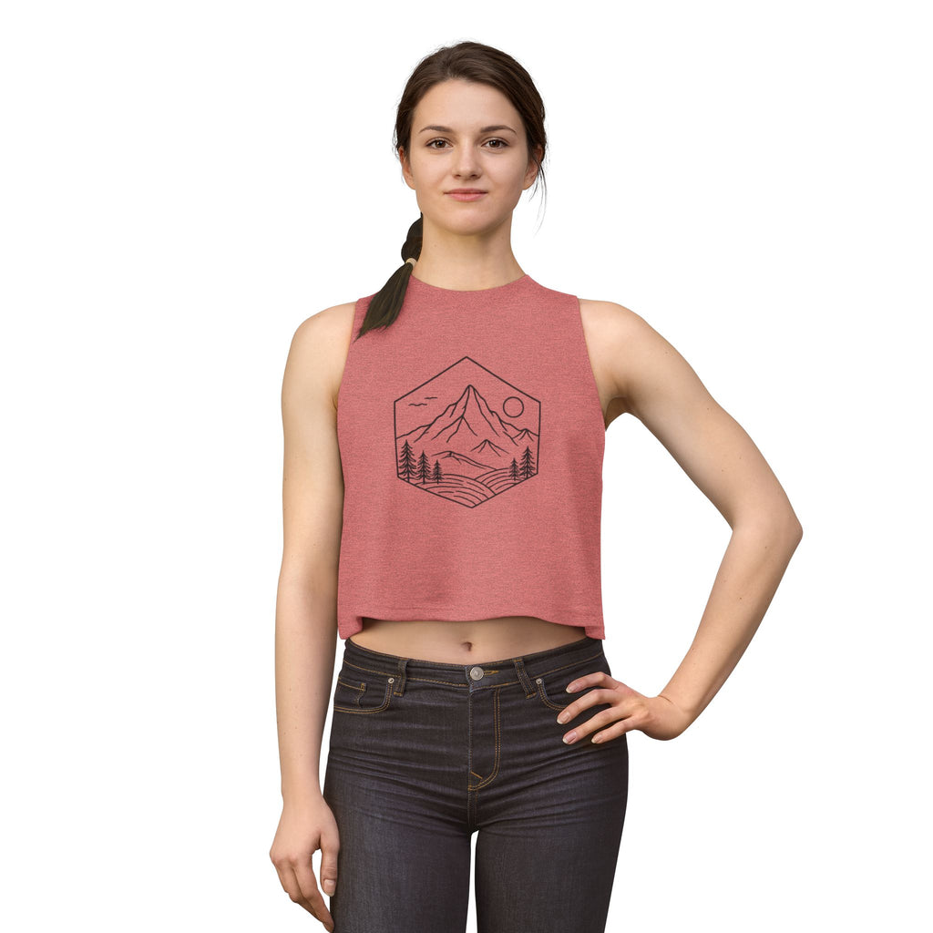 Women's Crop Top | Minimal Mountain Line Art Tank Top