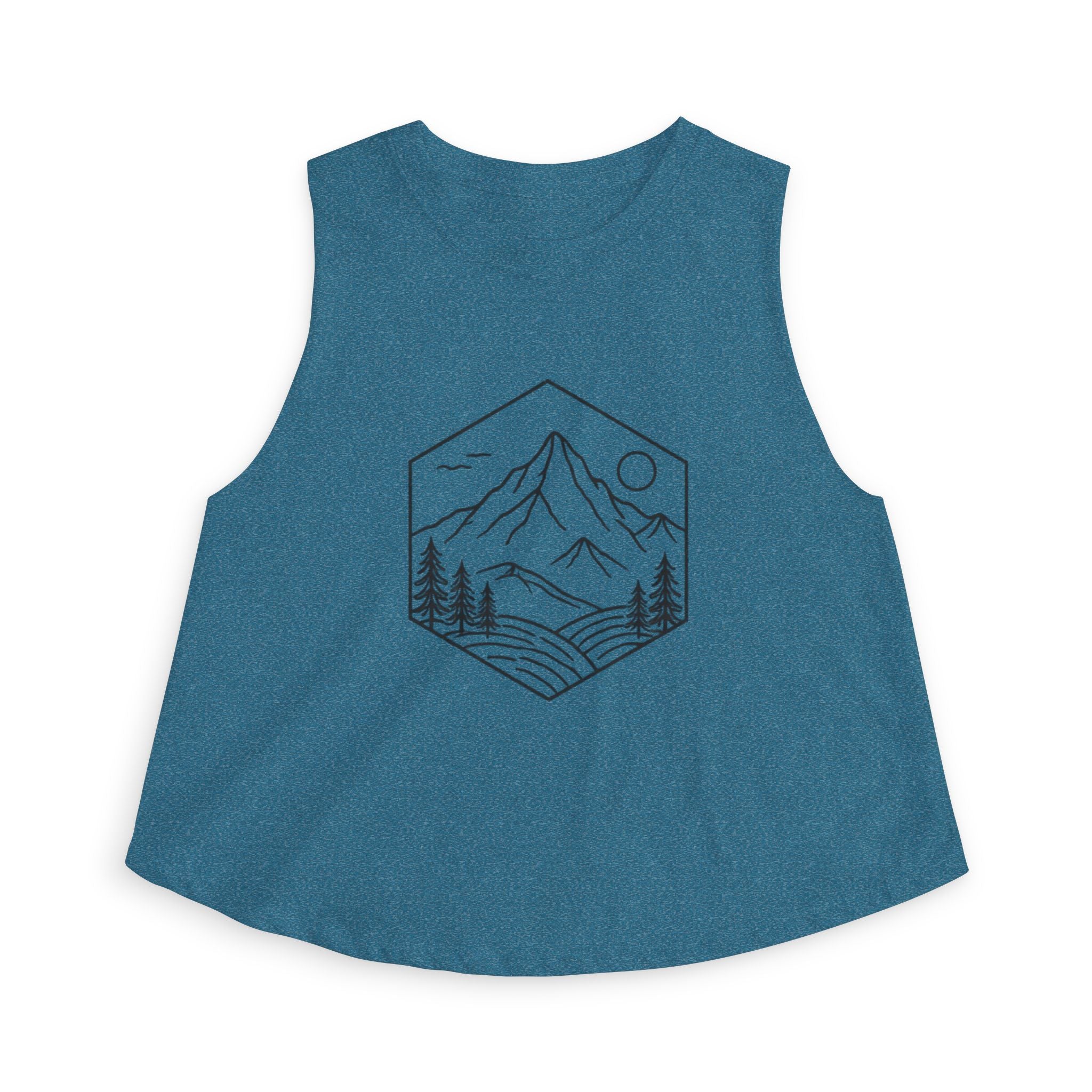 Women's Crop Top | Minimal Mountain Line Art Tank Top