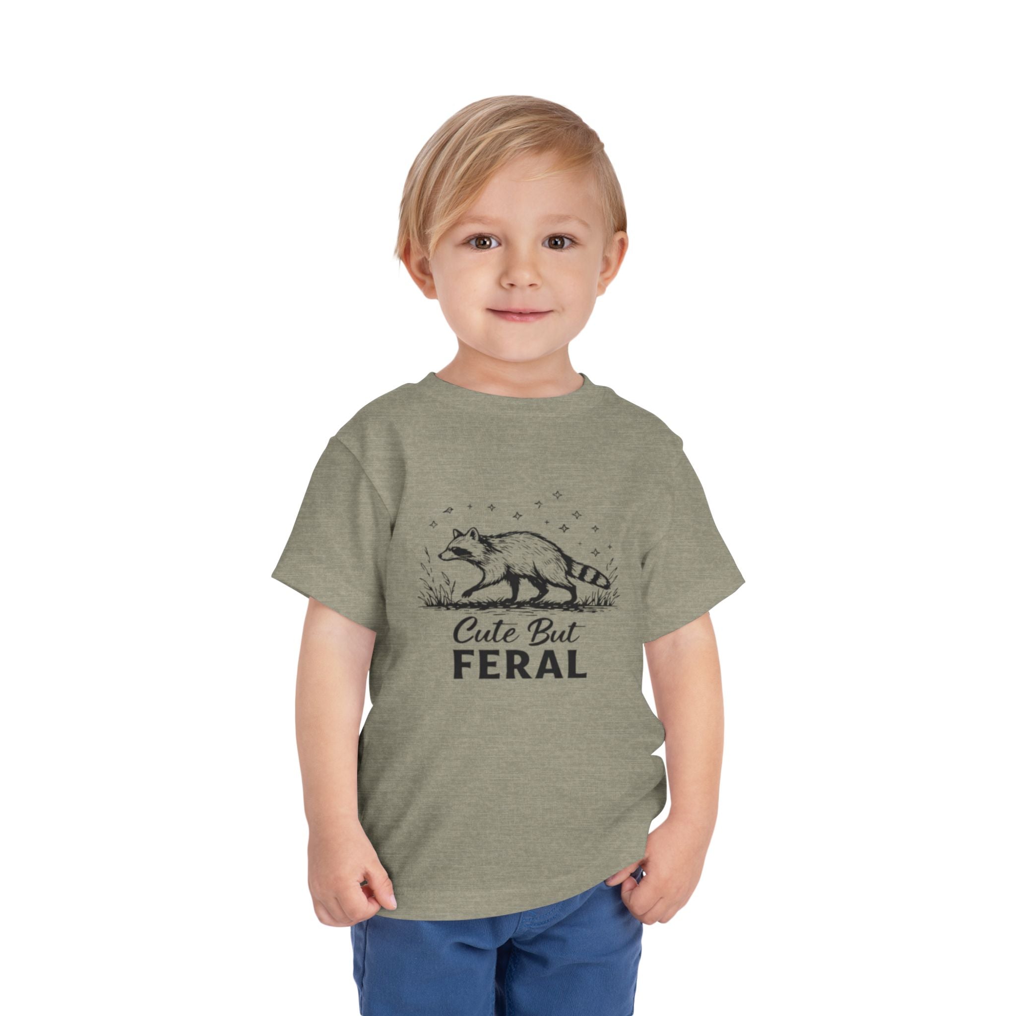 Toddler Tee | "Cute But Feral" Raccoon Graphic