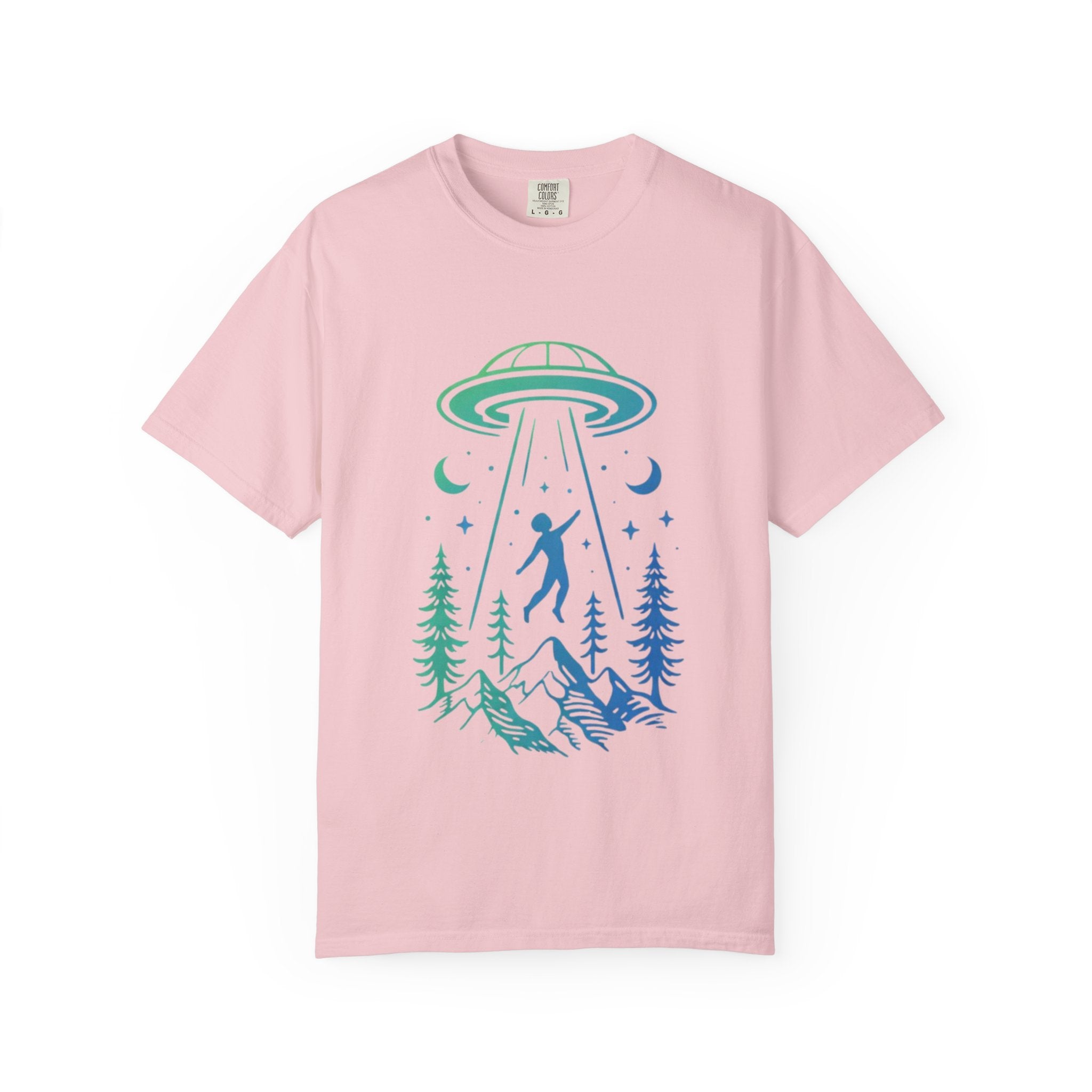 Alien Abduction Mountain T-Shirt | UFO Forest Graphic Tee
