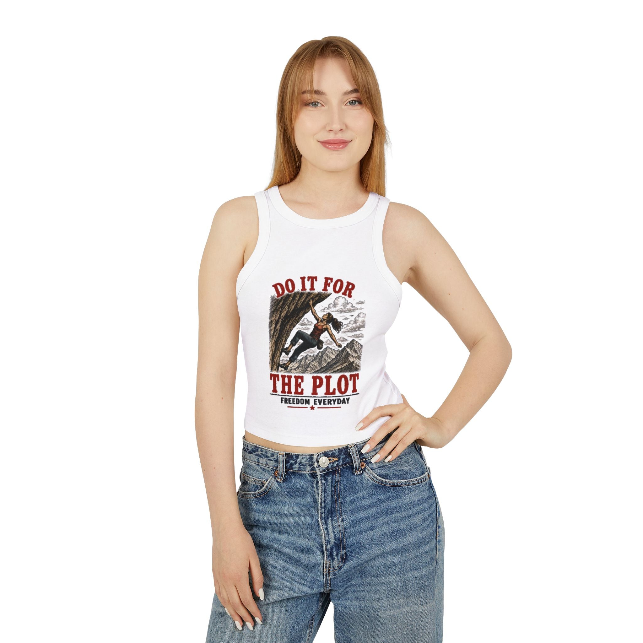 Do It For The Plot Racer Tank Top | Vintage Climber Graphic