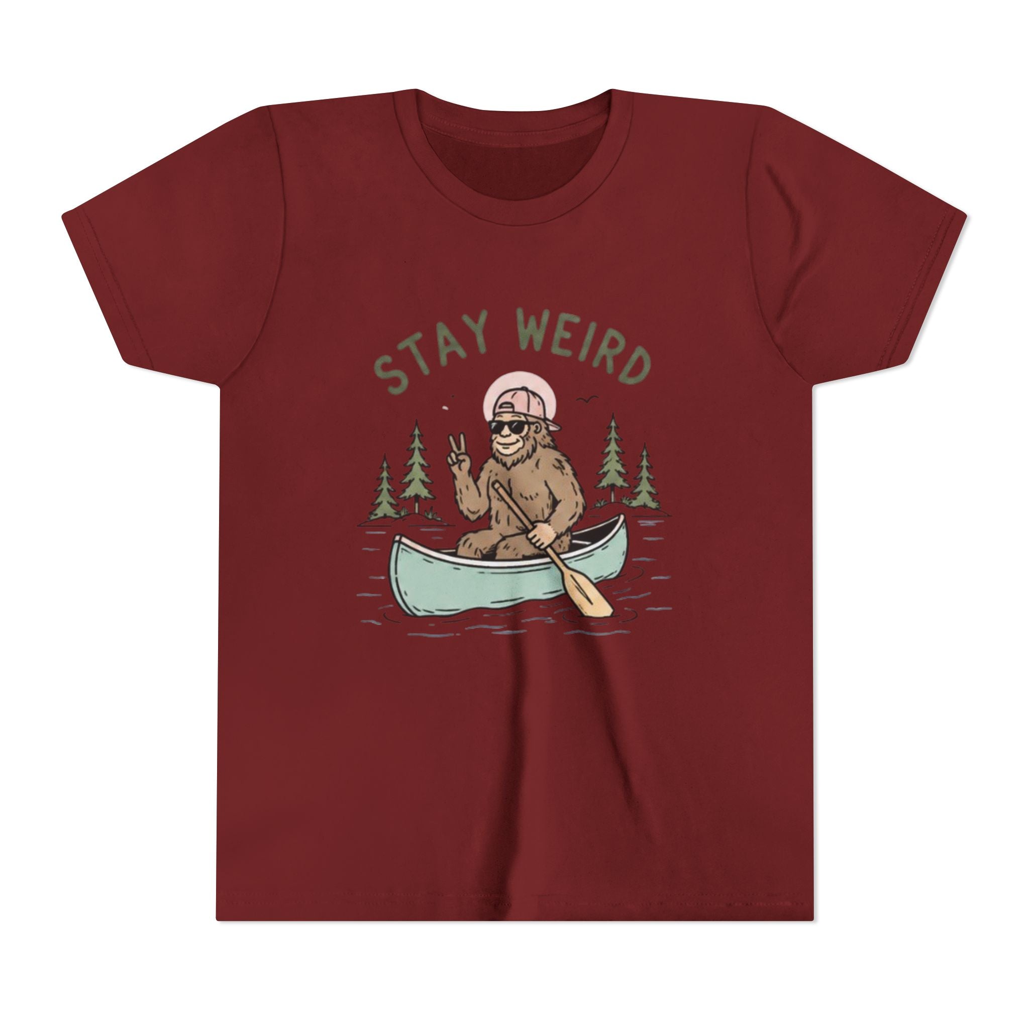 Youth T-Shirt | "Stay Weird" Canoe Bigfoot Graphic Tee