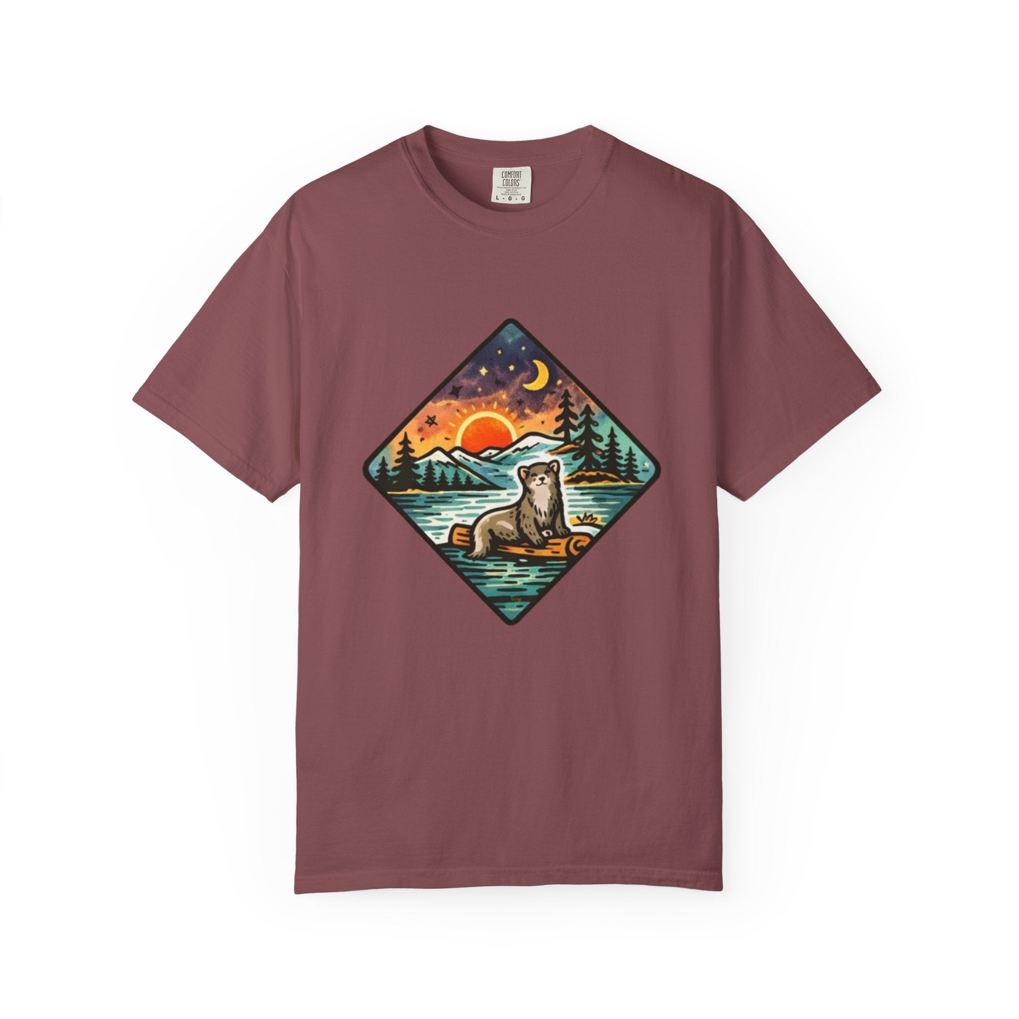 Retro Otter Lake Mountainscape T-Shirt