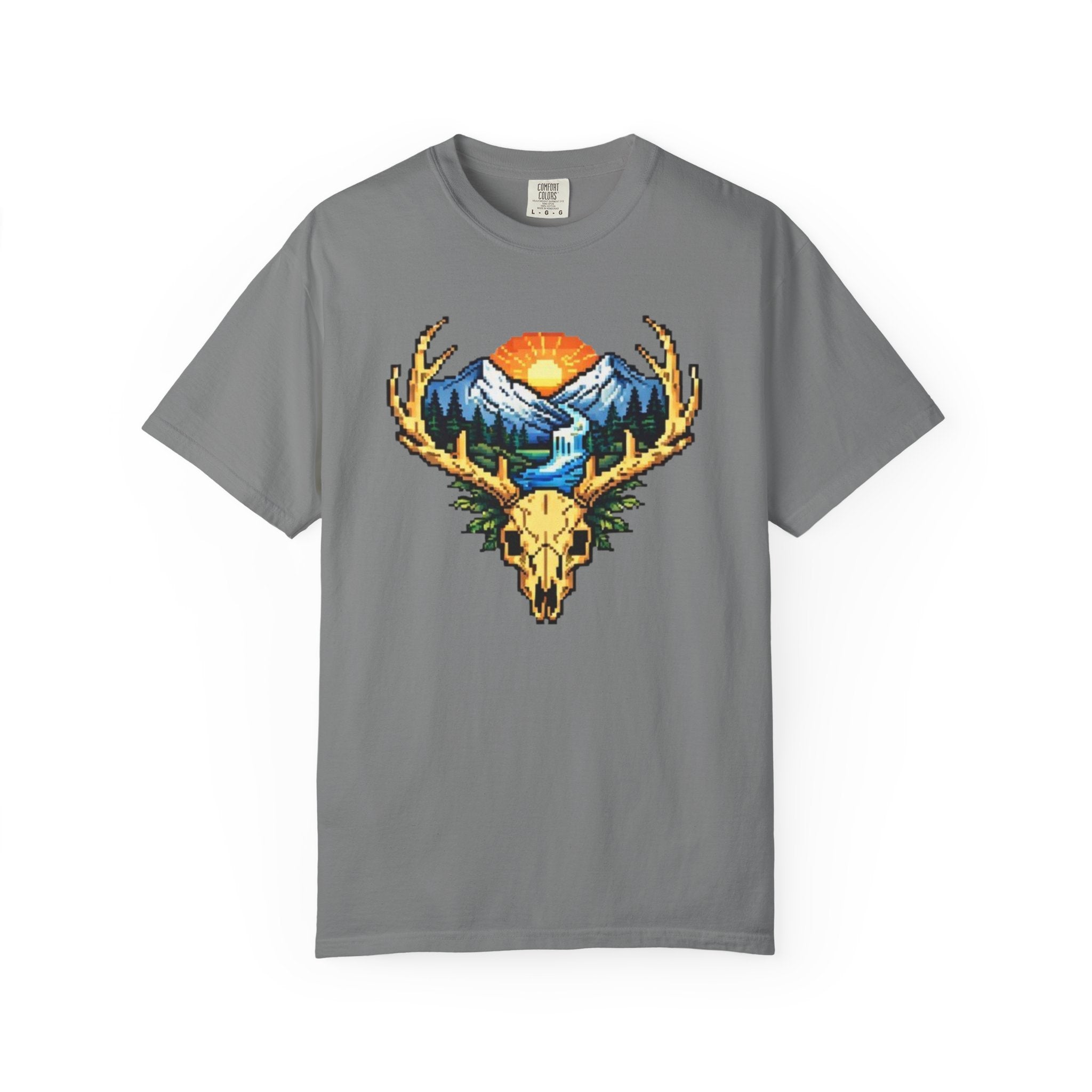 Pixel Art Deer Skull Mountain T-Shirt