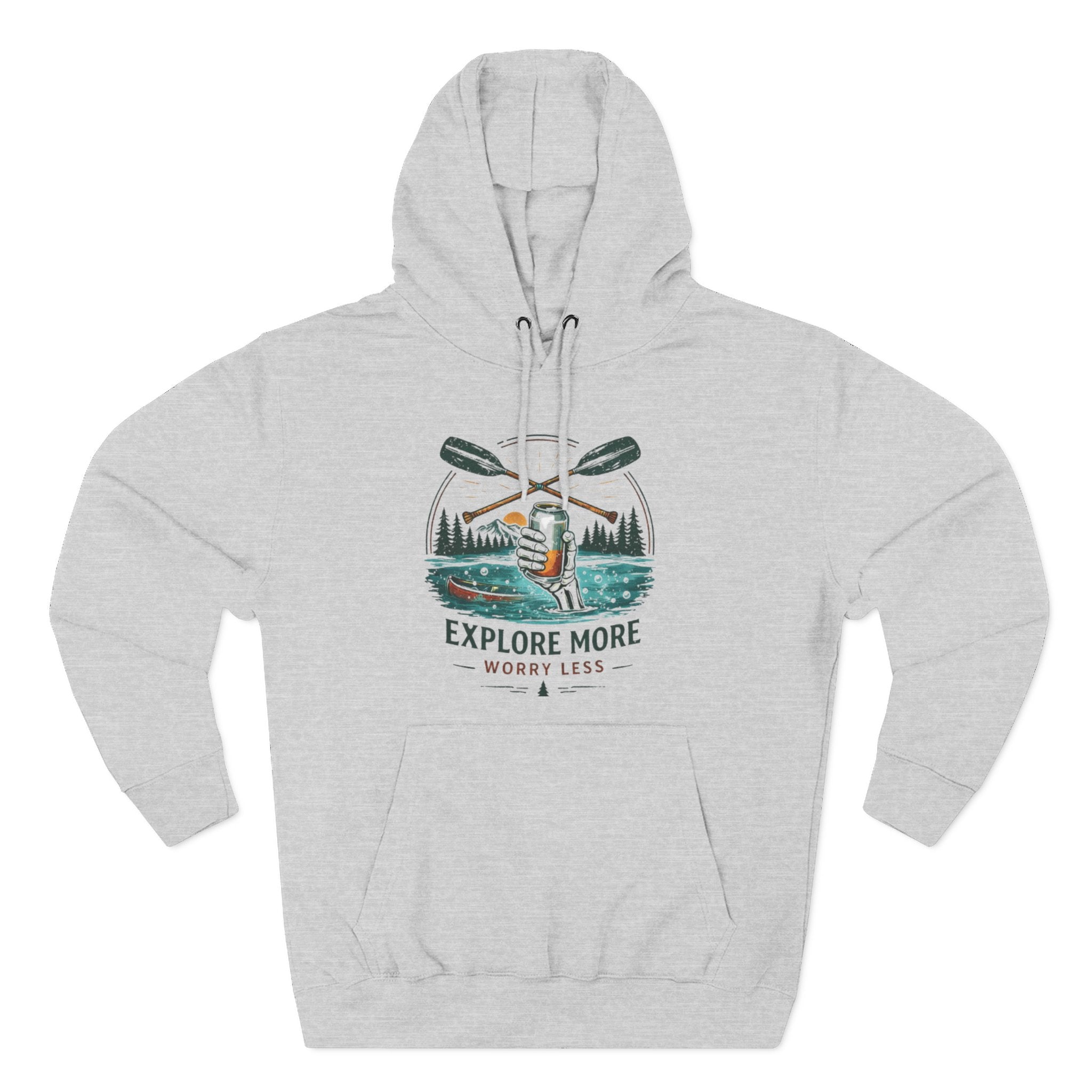 Explore More Hoodie | Outdoor Canoe Adventure Fleece Hoodie | Explore More Worry Less
