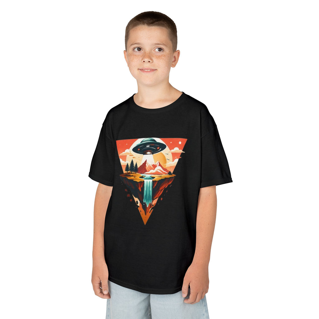 Kids Tee | UFO Mountain Waterfall Adventure Graphic