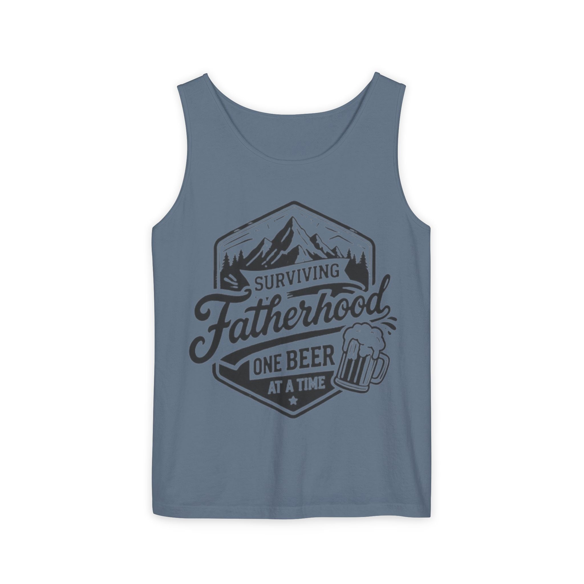 Fatherhood Tank Top | "Surviving Fatherhood One Beer at a Time" Graphic