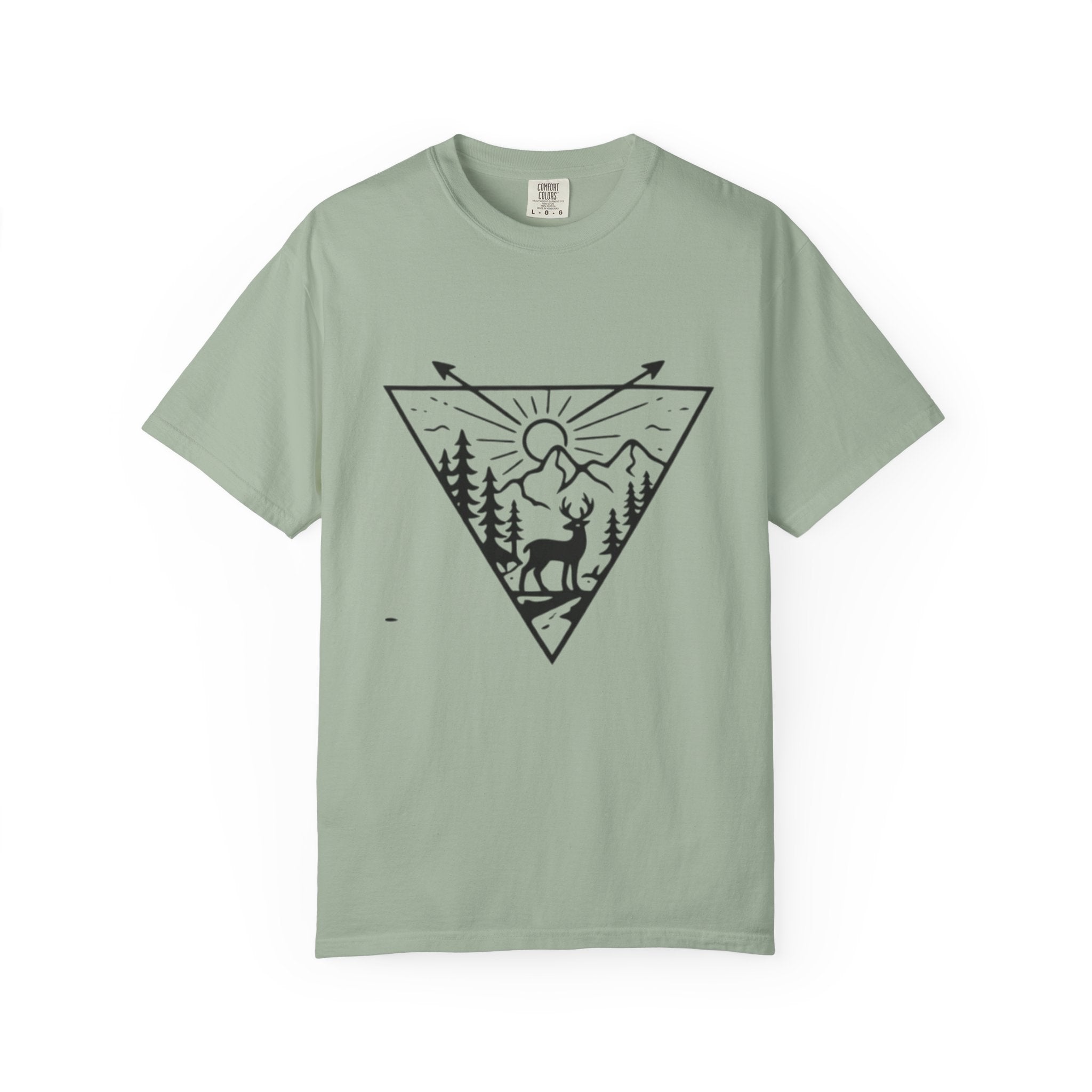 Adventure Deer Mountain T-Shirt | Outdoor Nature Triangle Design