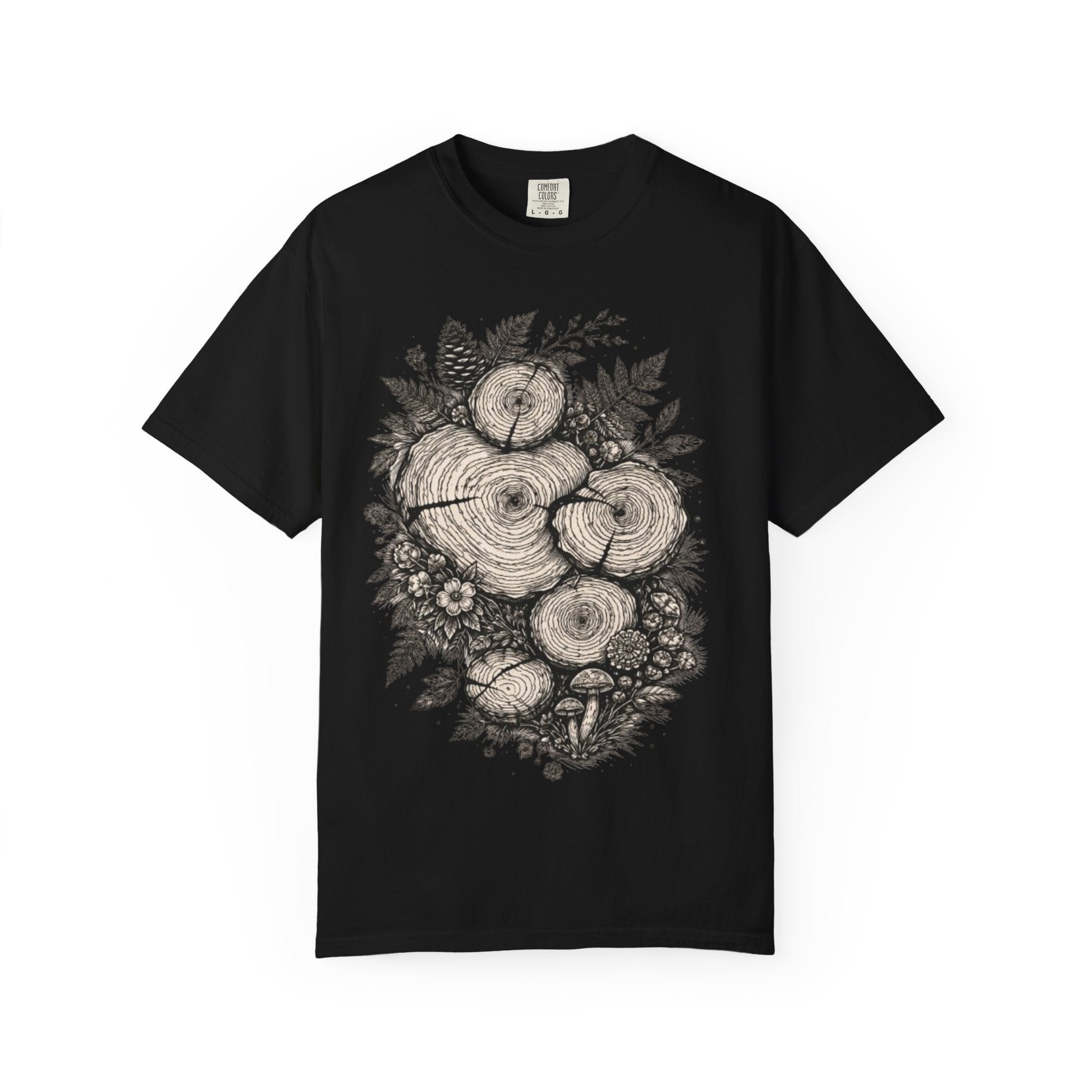 Woodland Tree Rings T-Shirt | Botanical Log Cross-Section Art Tee
