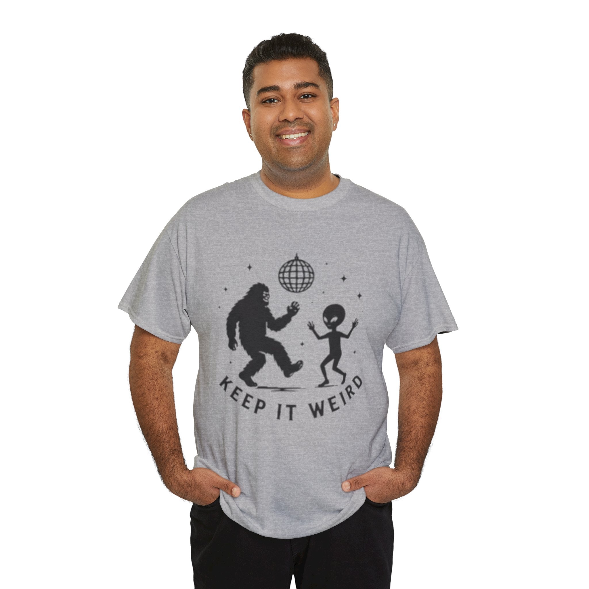 Keep It Weird T-Shirt | Dancing Bigfoot & Alien Disco Tee
