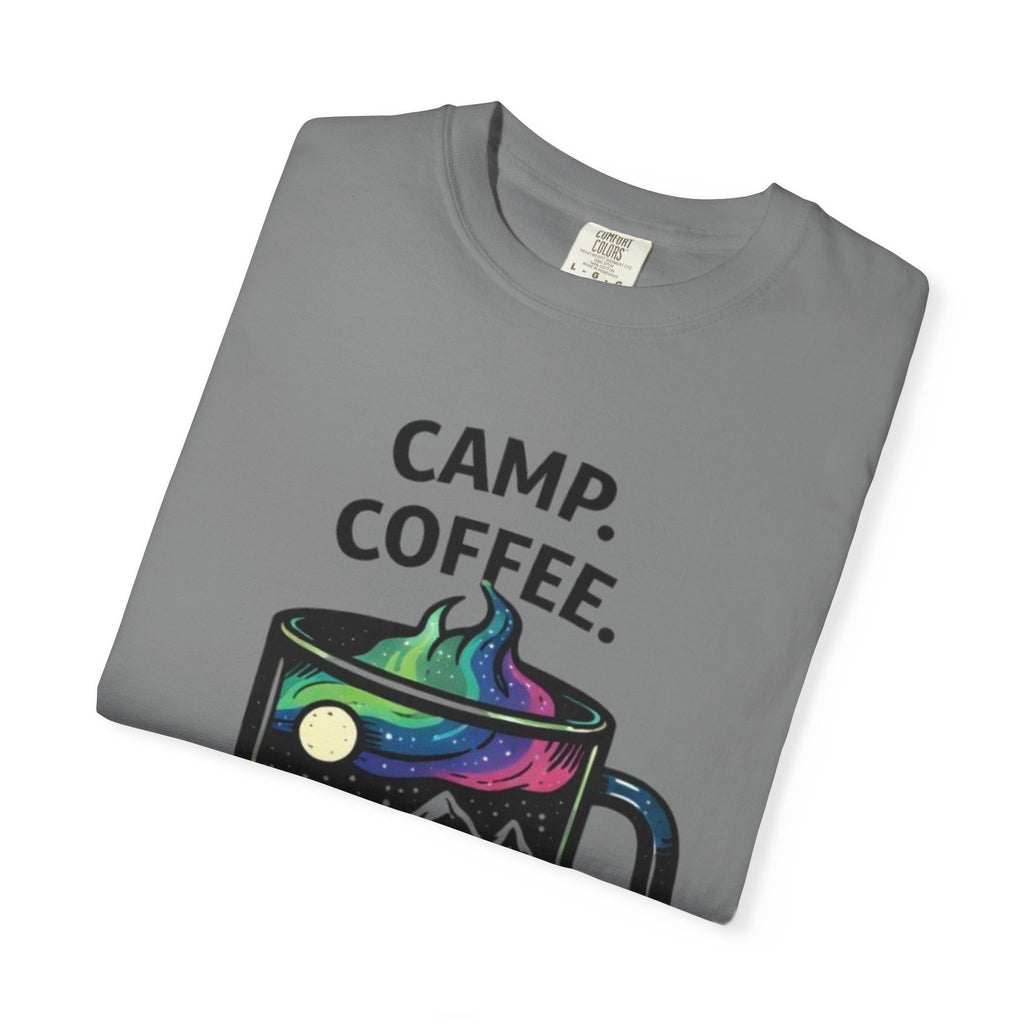 Camp Coffee Repeat T-Shirt | Camping Mug Graphic Tee