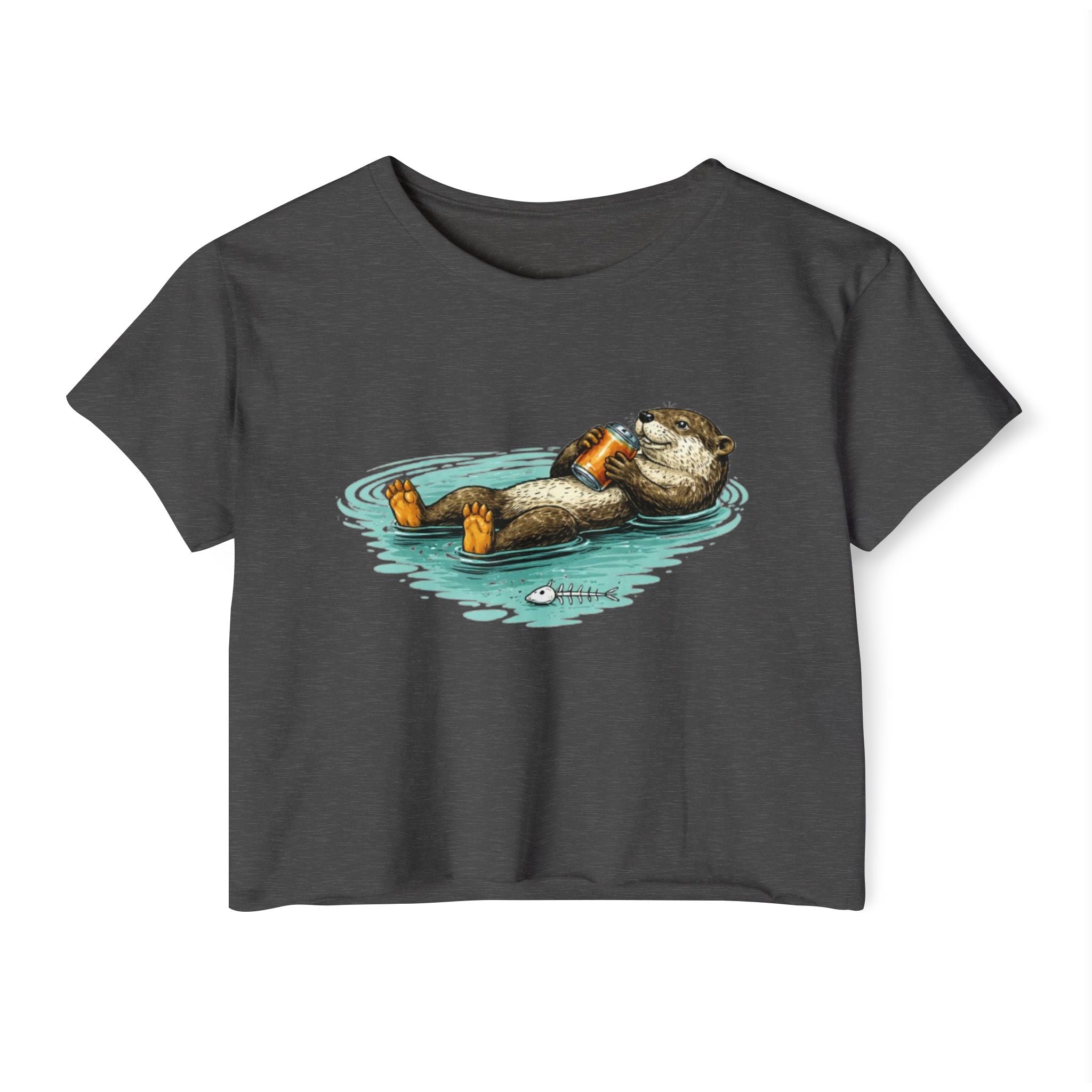 Otter with Beer Cute Festival Crop Top | Floating Otter Design