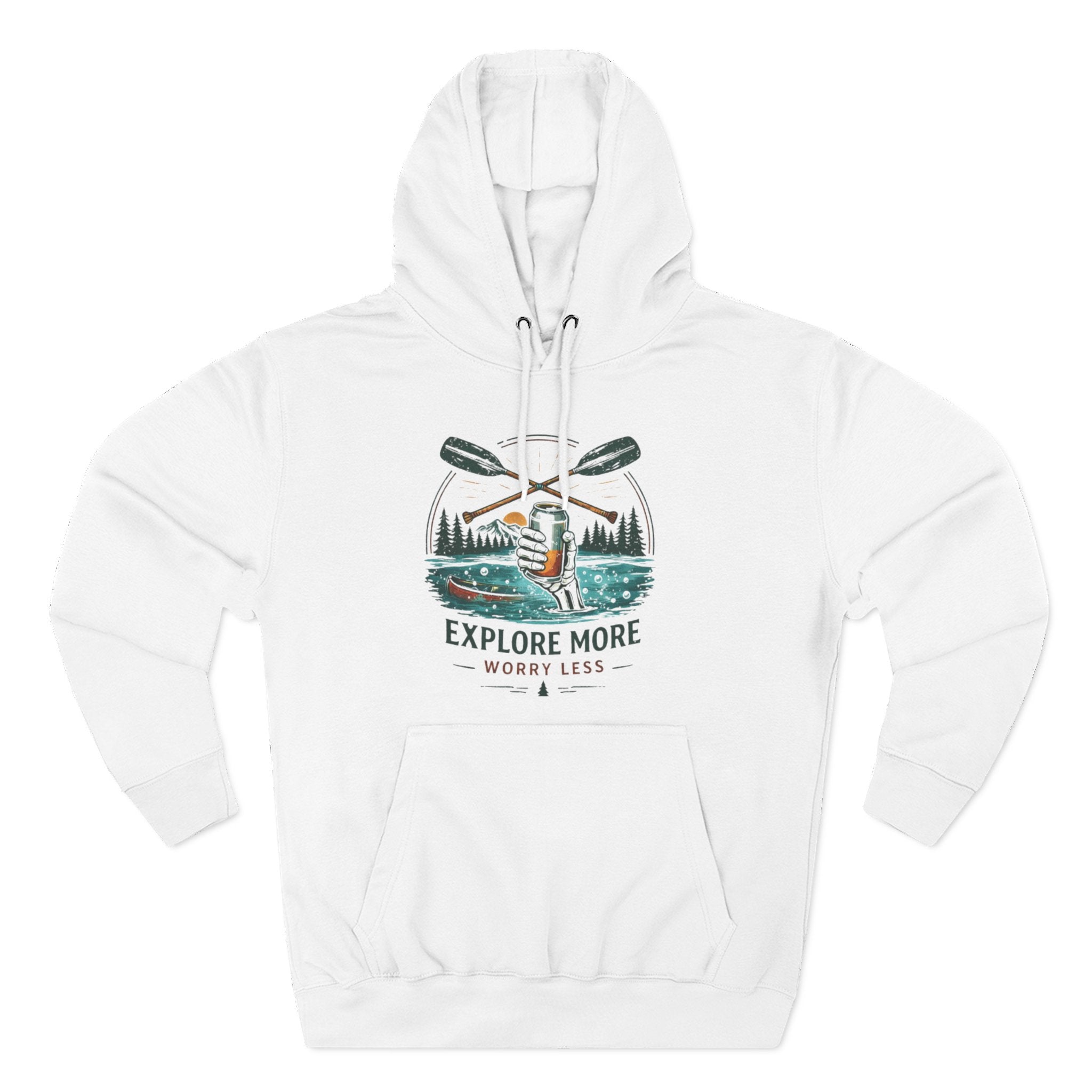 Explore More Hoodie | Outdoor Canoe Adventure Fleece Hoodie | Explore More Worry Less