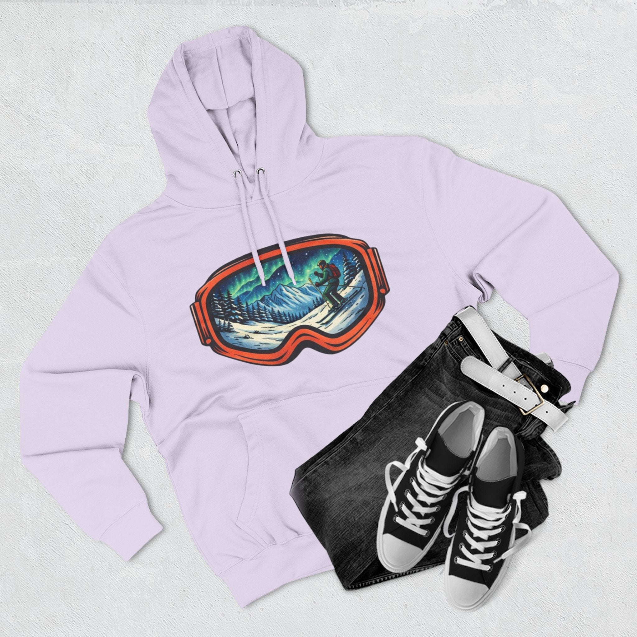 Ski Snowboard Goggles Graphic Hoodie — Mountain Rider Winter Pullover