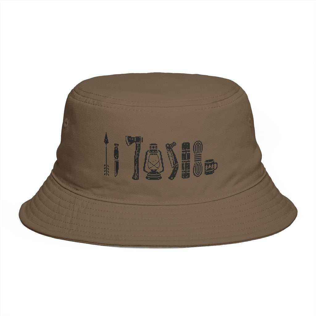 Pixel Art Camping Essentials Catalog Bucket Hat