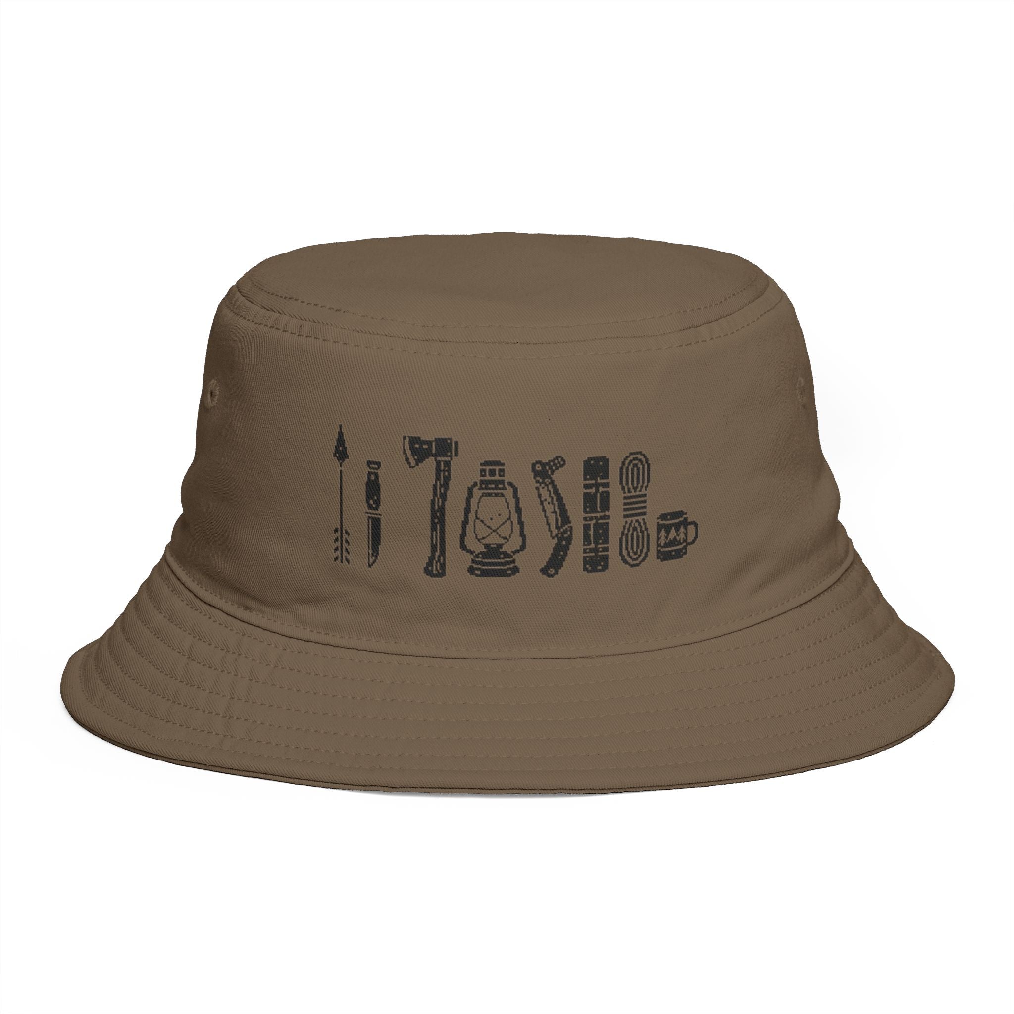 Pixel Art Camping Essentials Catalog Bucket Hat