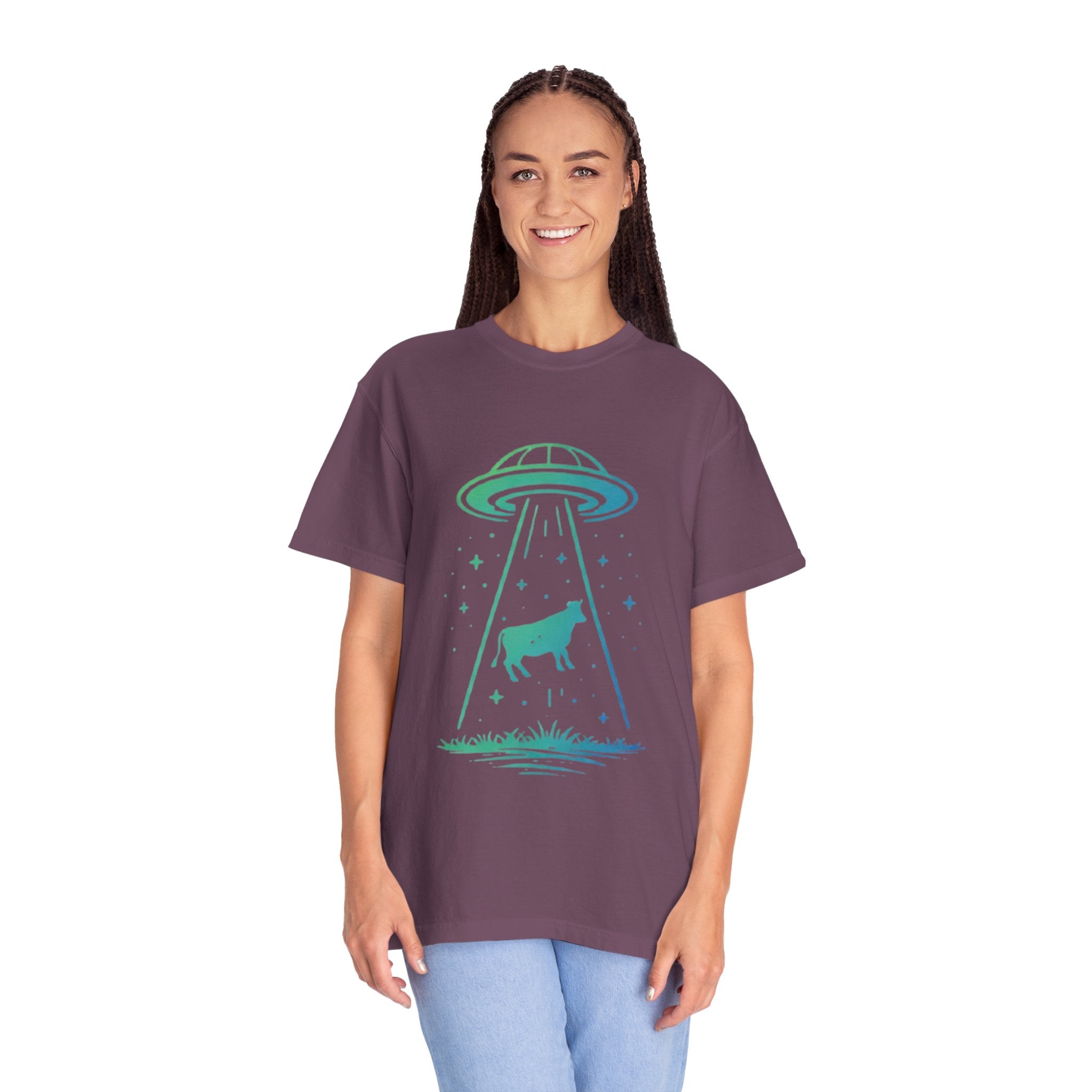 Cow Abduction UFO T-Shirt | Alien Cow Beam Graphic Tee
