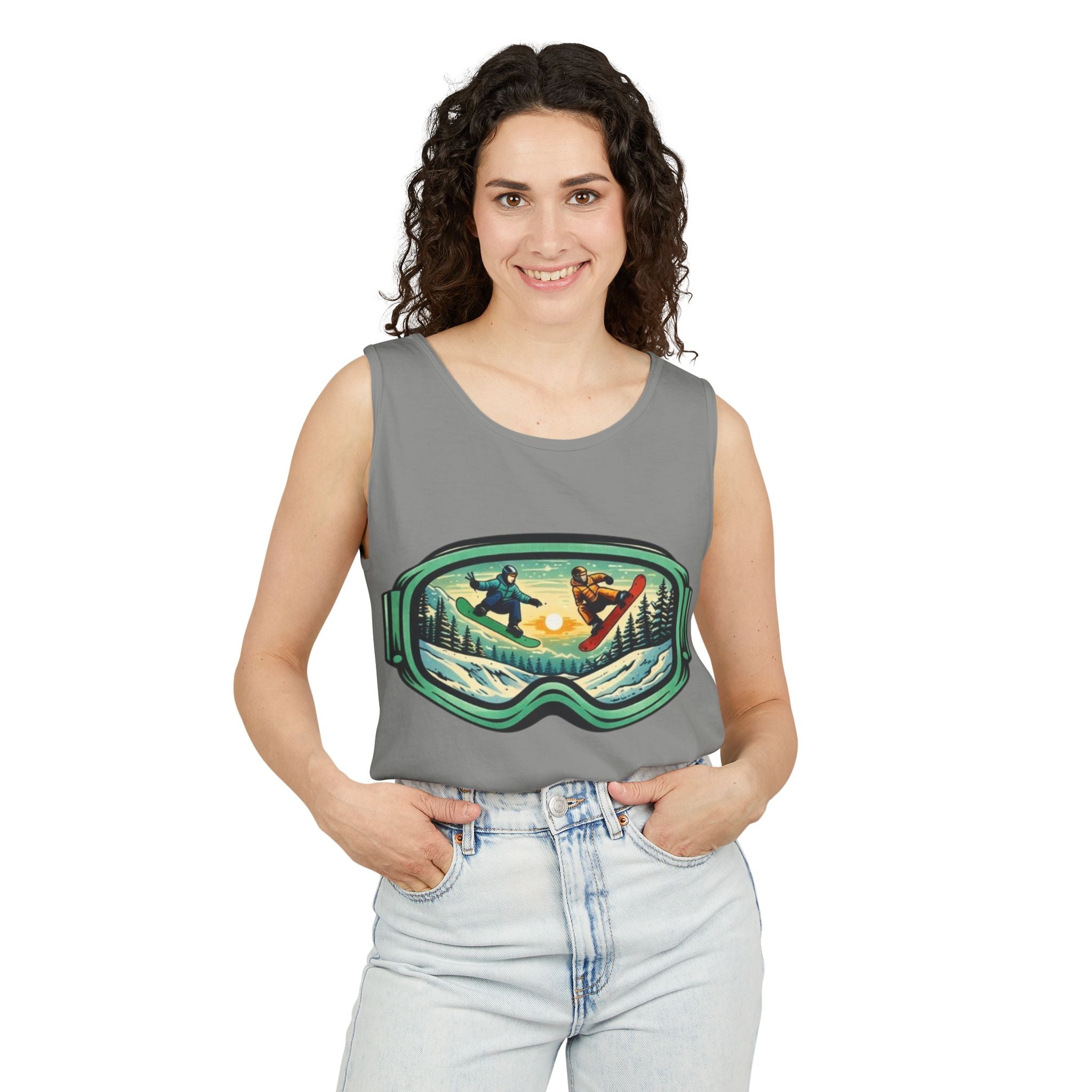 Snowboarding Mountain Goggles Tank Top