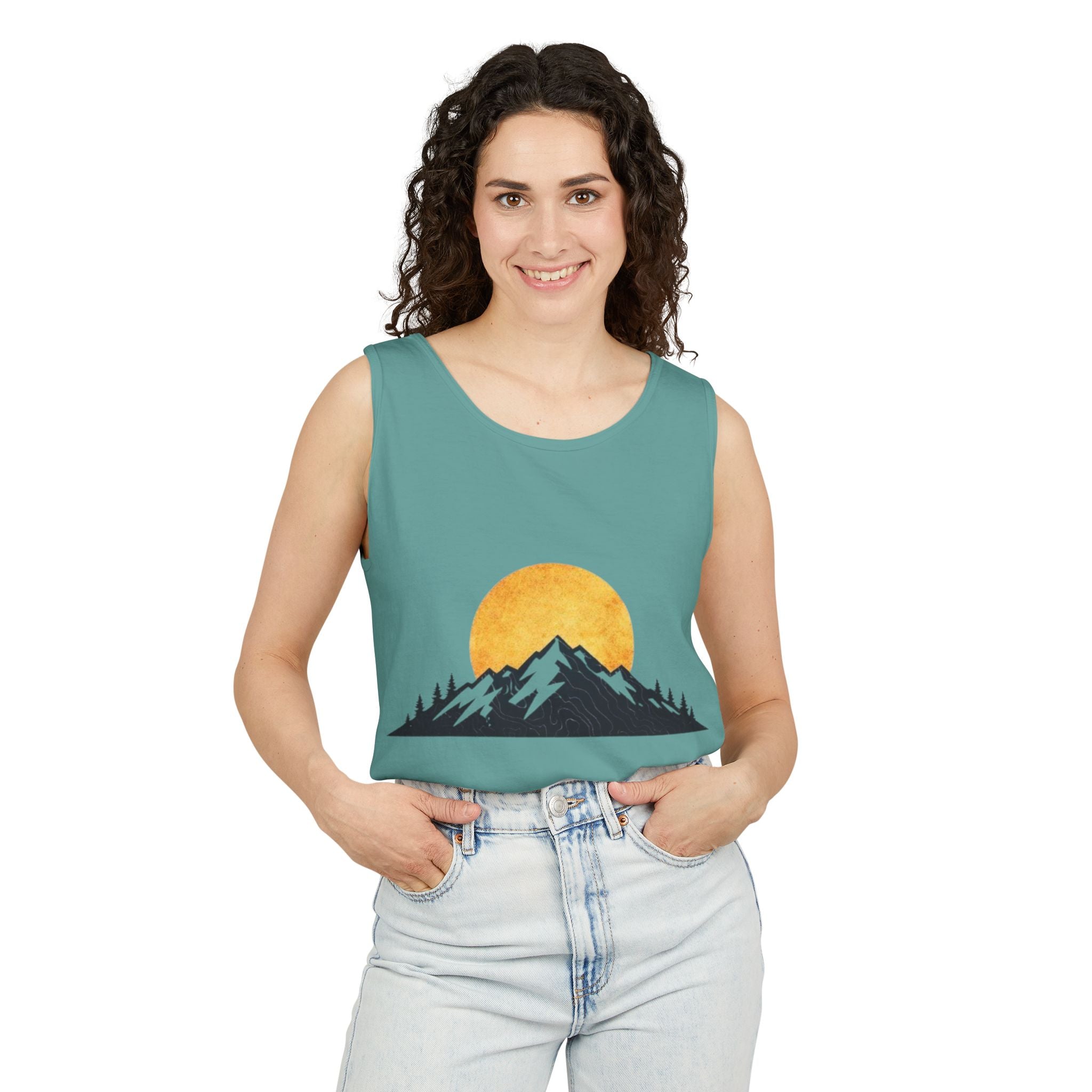 Moon & Mountain Tank | Mountain Landscape Graphic Tank Top