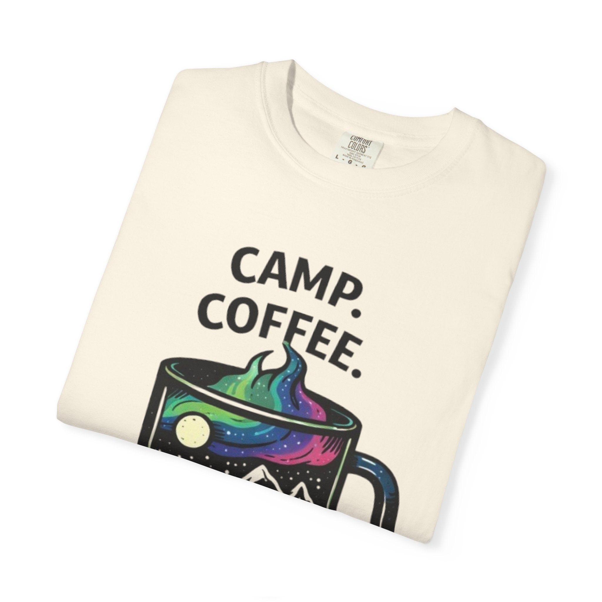 Camp Coffee Repeat T-Shirt | Camping Mug Graphic Tee