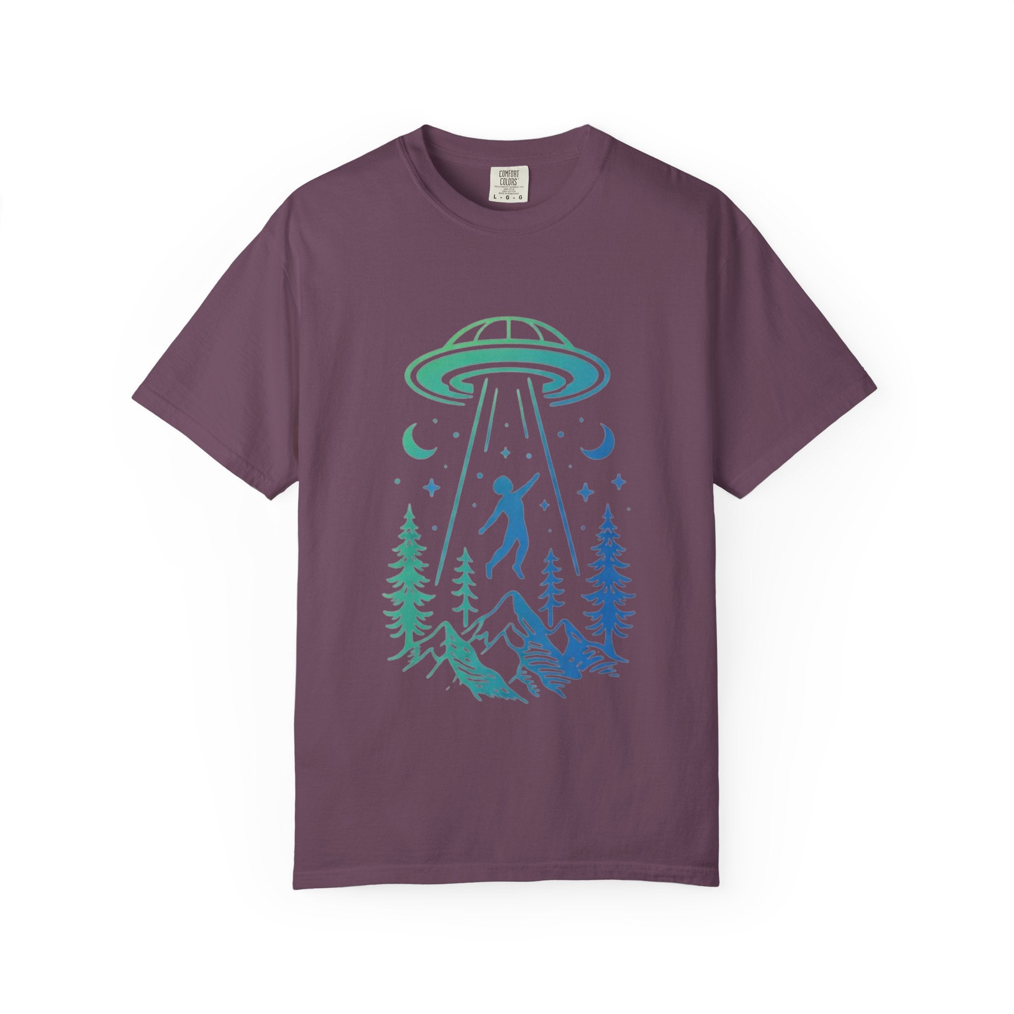 Alien Abduction Mountain T-Shirt | UFO Forest Graphic Tee