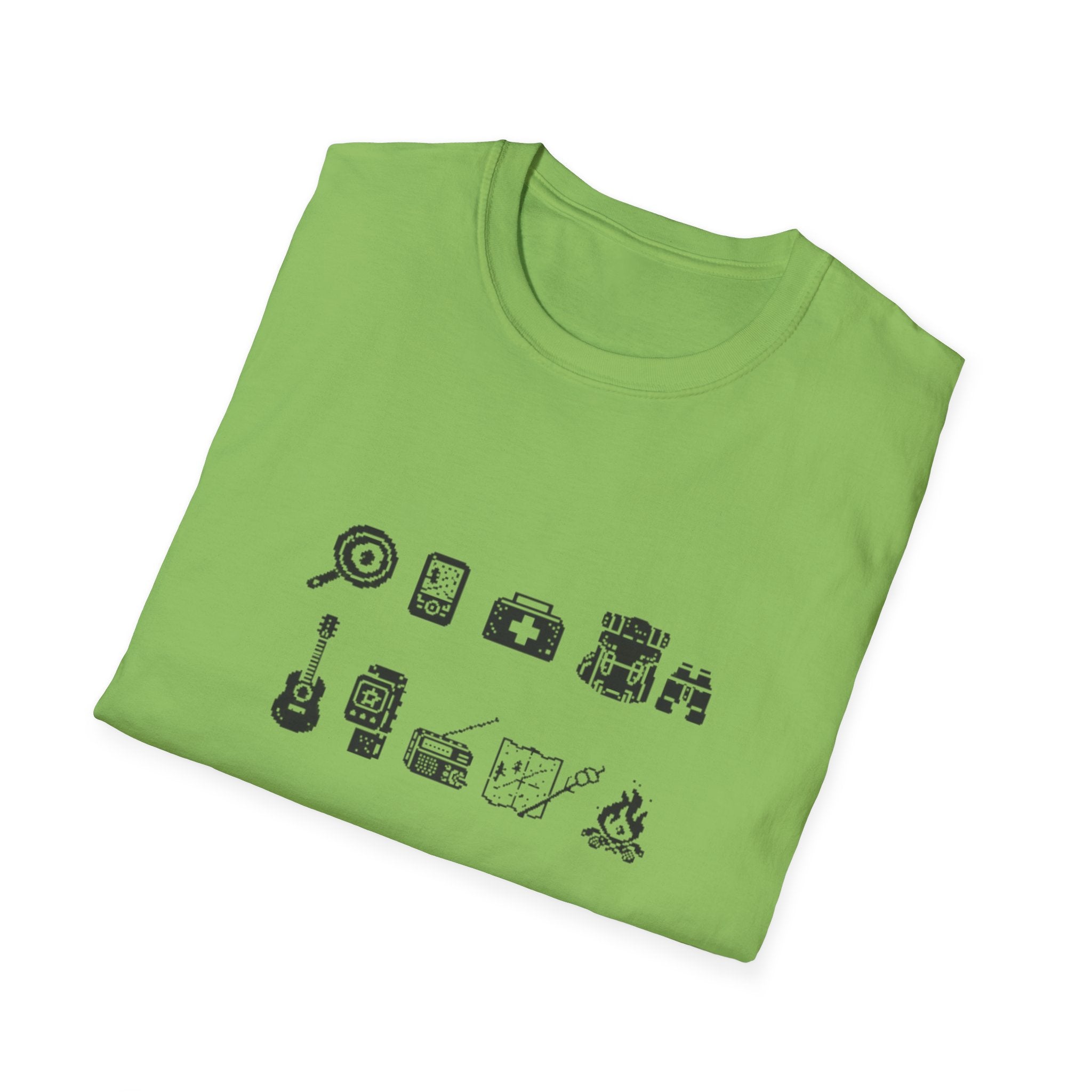 T-Shirt | Minimal Camping Gear Icons Graphic Tee | Camping Kit Tee