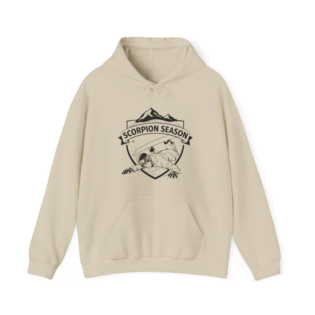 Scorpion Season Snowboarding Hoodie | Mountains Wipe Out Design