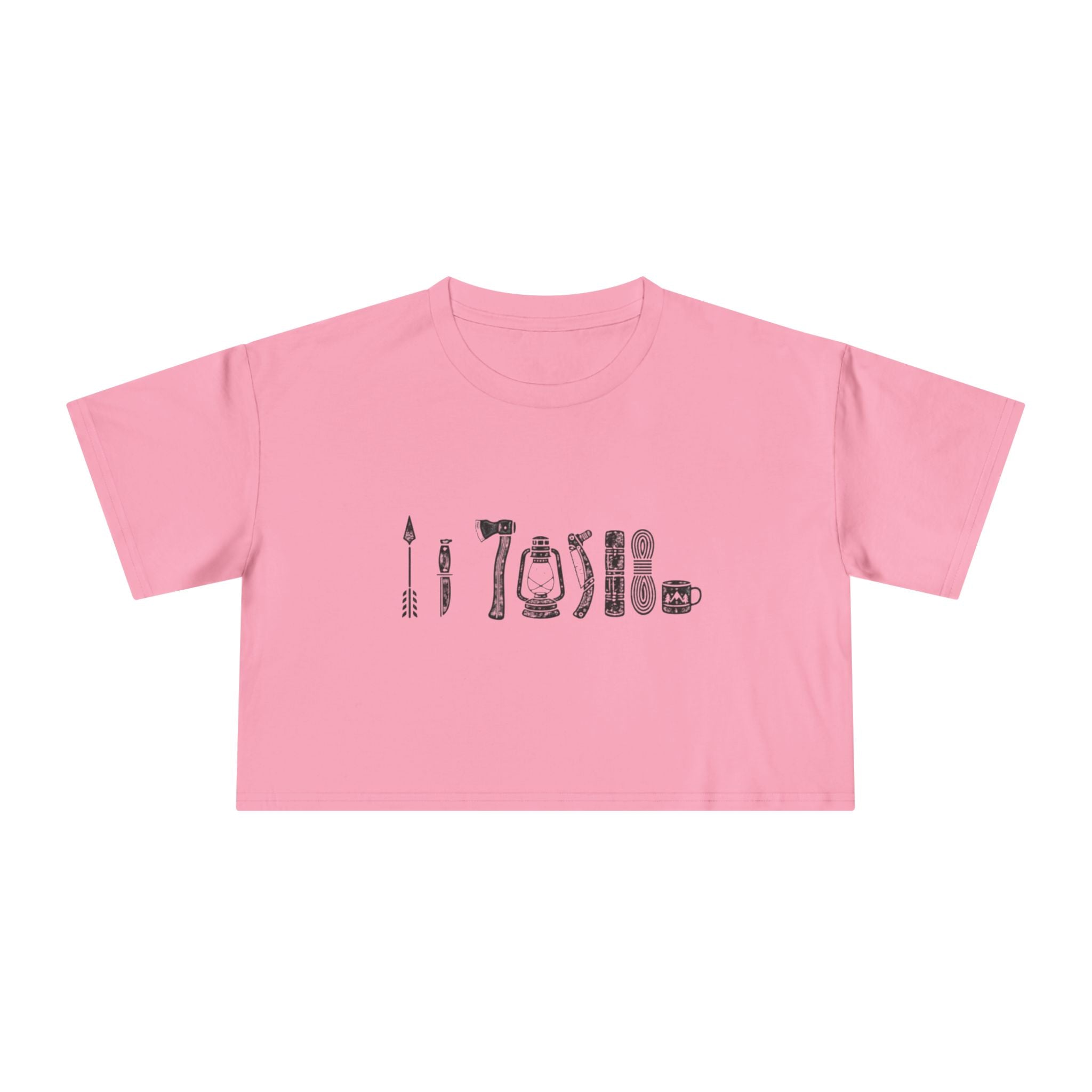 Crop Tee | Minimalist Vintage Camping Gear Illustration
