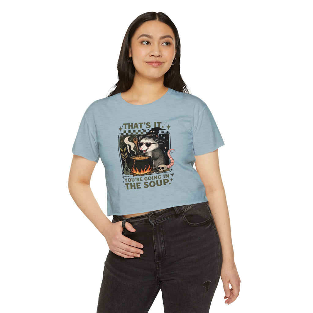 Witchy Opossum Crop Top | "Thats It, Youre Going in the Soup" Festival Tee