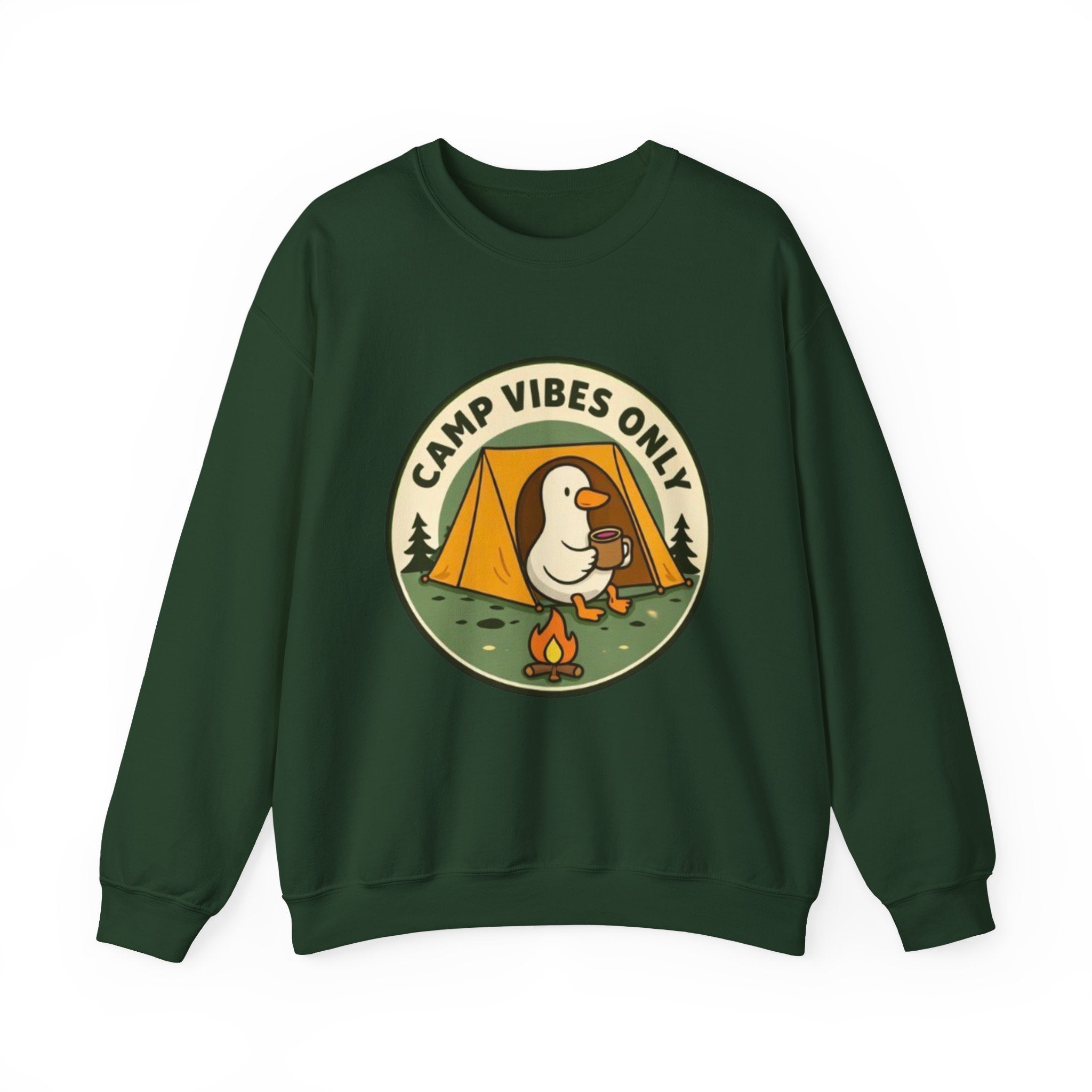 Camp Vibes Crewneck Sweatshirt | Cozy Camping Duck Graphic