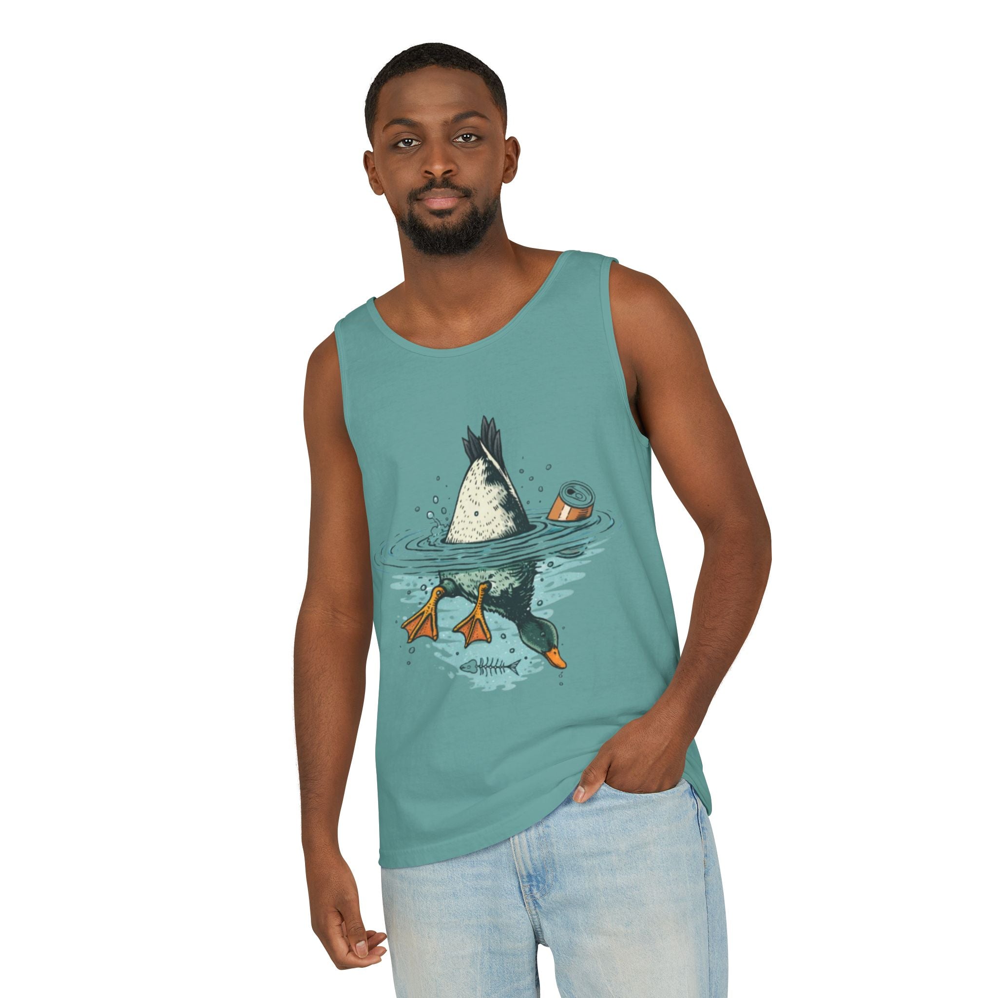 Duck Diving Tank Top | Funny Duck Butt Illustration Summer Tank