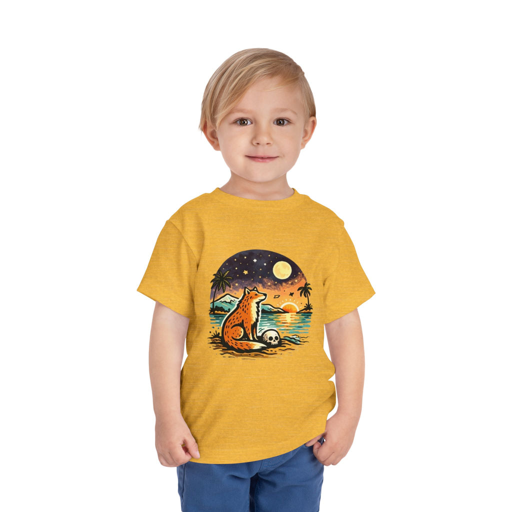 Toddler Tee | Fox Watching Sunset Beach Illustration
