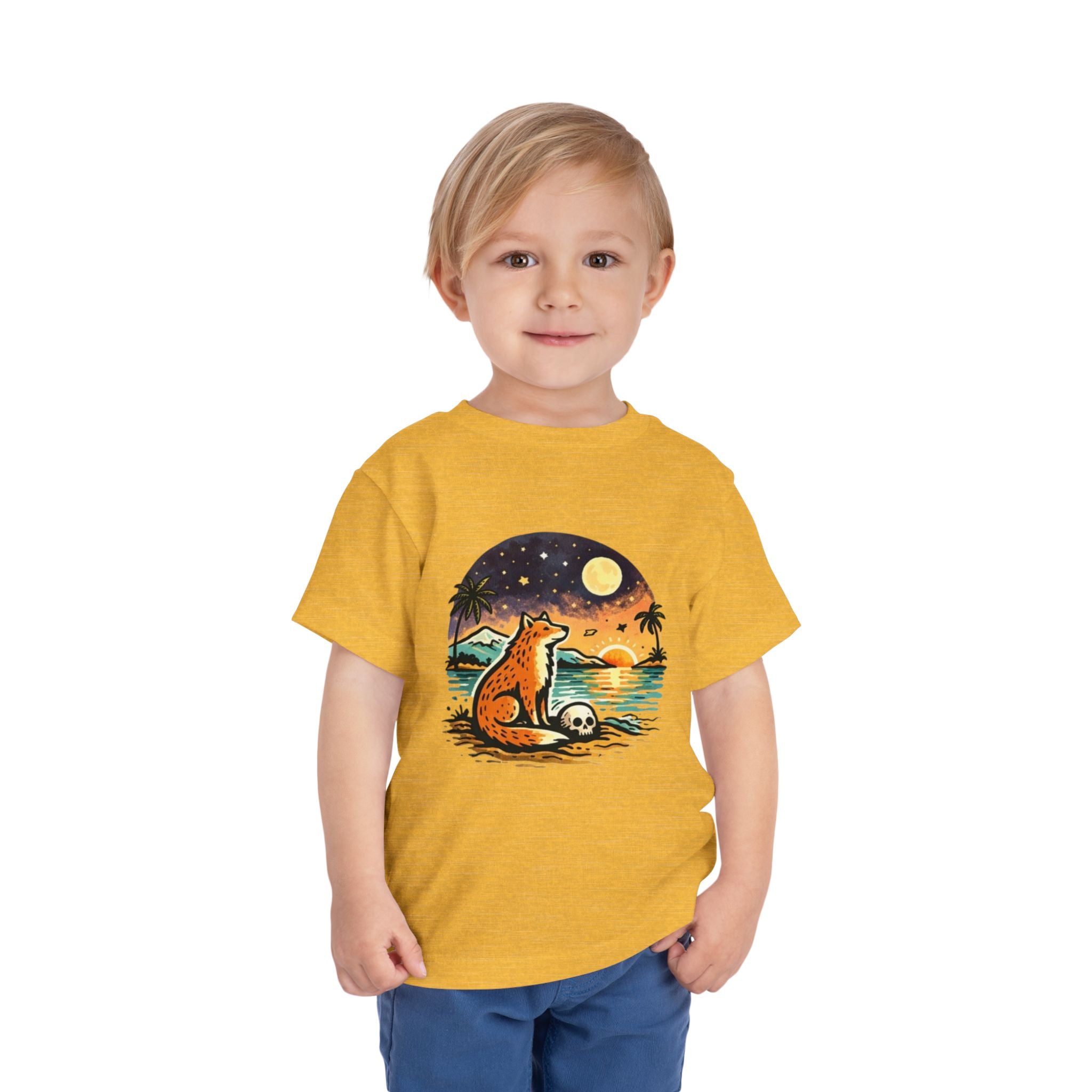 Toddler Tee | Fox Watching Sunset Beach Illustration
