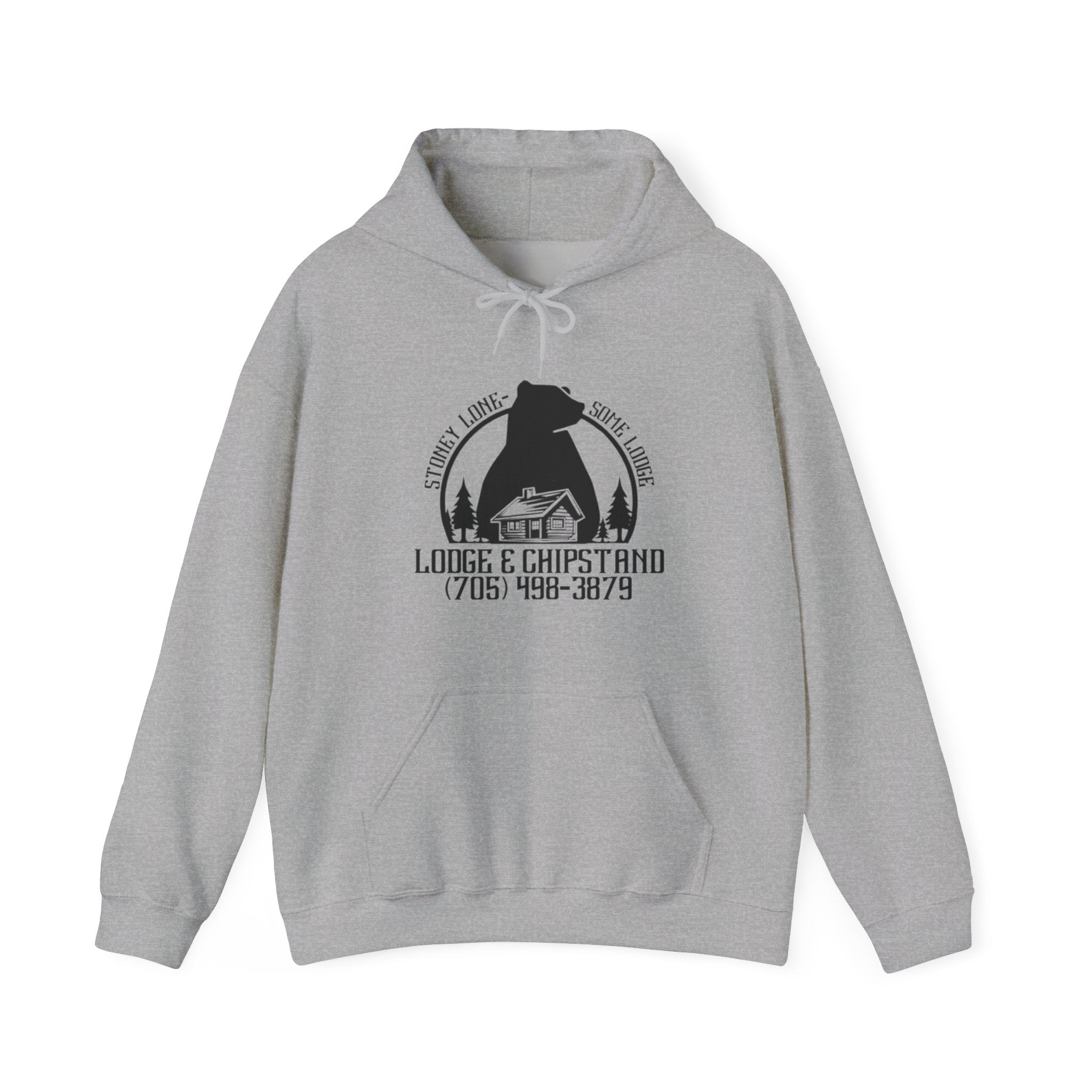 Lodge & Chipstand Bear Logo Hoodie | Rustic Cabin Camping Sweatshirt