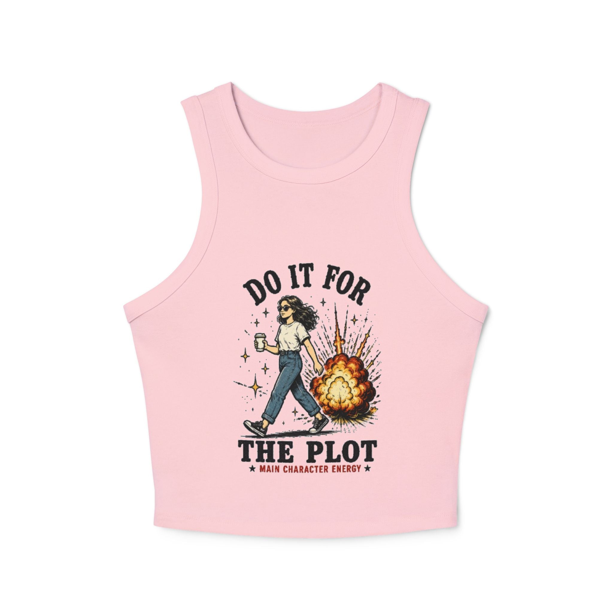 Do It For The Plot Womens Racer Tank | Main Character Energy Micro Rib Tank